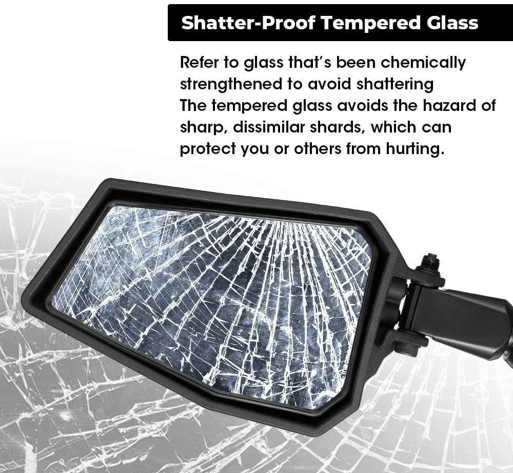 UTV Side View Mirrors for 1.75- 2" Roll Bar Fit Polaris Ranger - Image 6