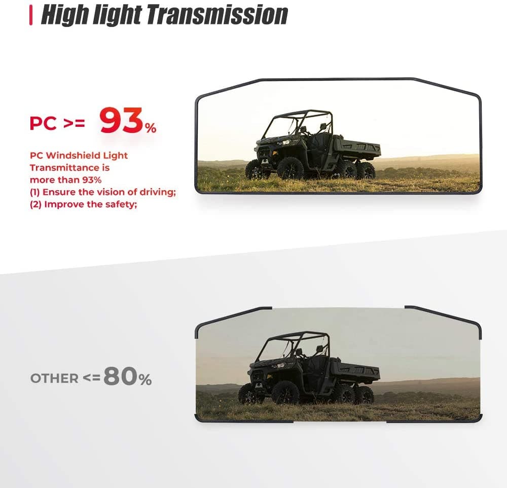 Rear & Front Vented Full Windshield for Can Am Defender - Image 4