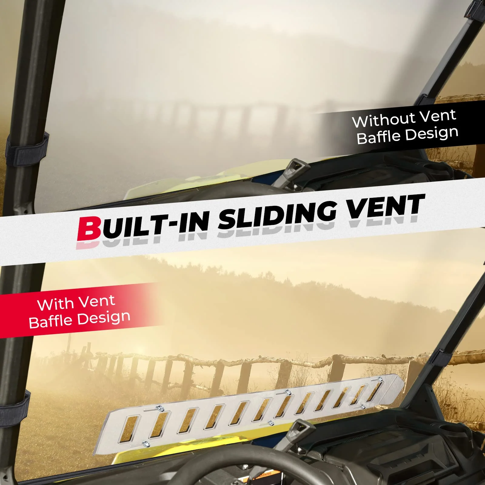 Rear & Front Vented Full Windshield for Can Am Defender - Image 8