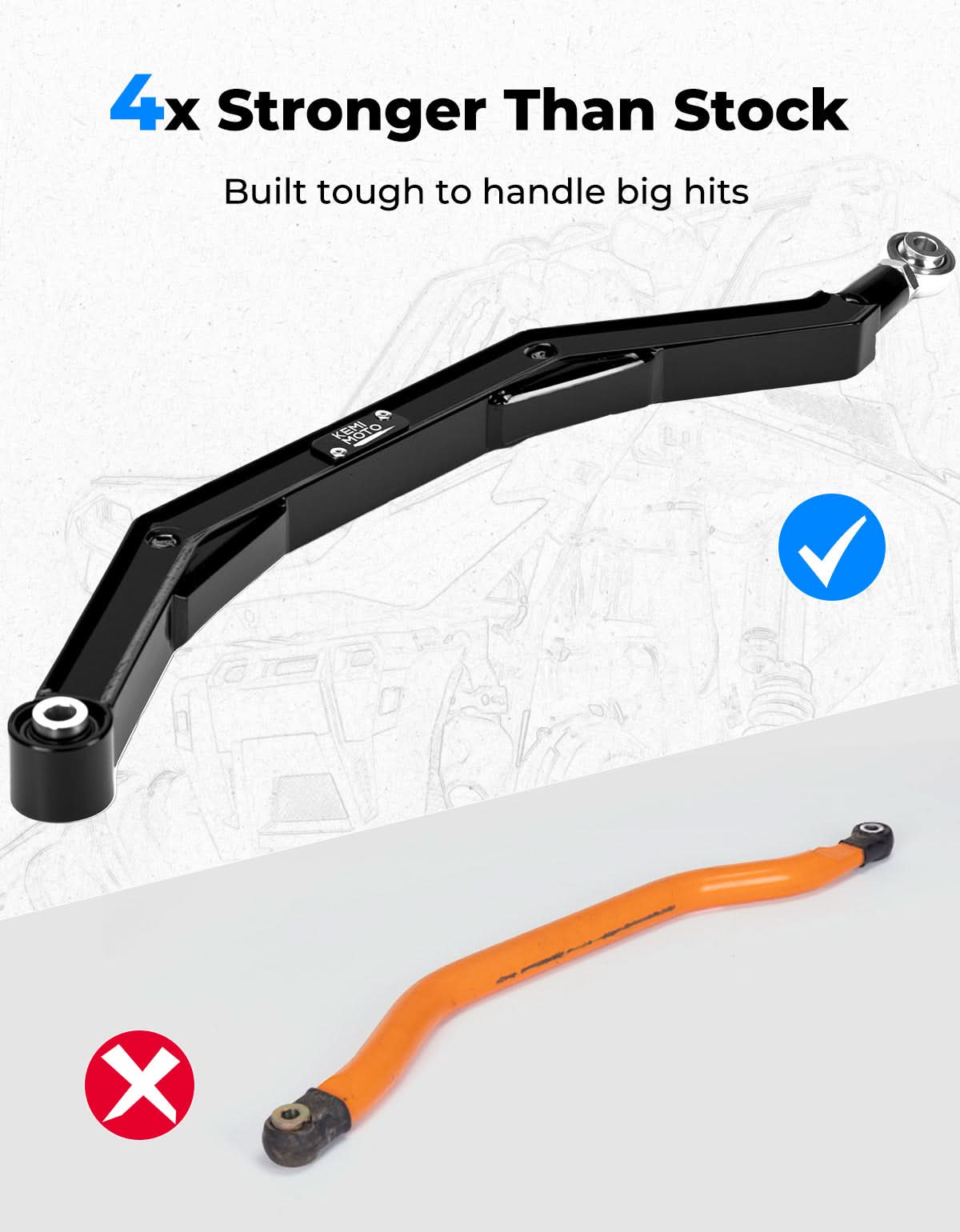 17-23 XP 1000 Rear Radius Arms for Polaris RZR XP 1000/RZR 4 1000 2017-2023 - Image 4