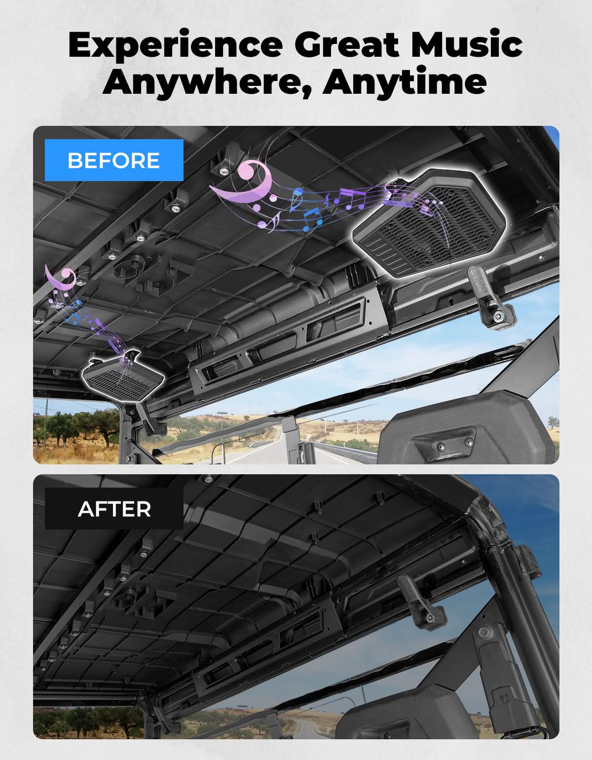 Rear Roof Speakers Pods Enclosures Holders for Polaris Ranger XP 1000/Crew 2018-2025 - Image 2