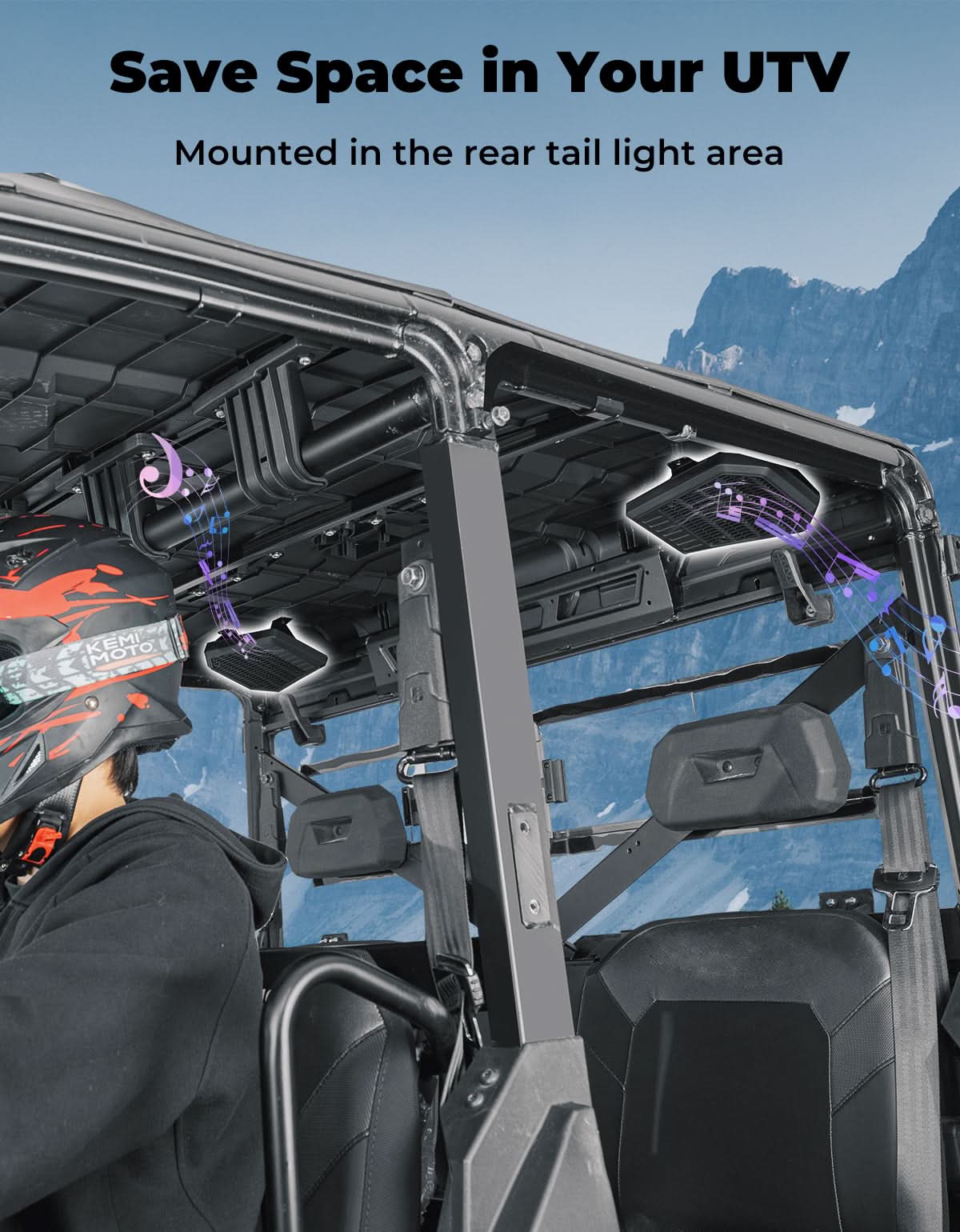 Rear Roof Speakers Pods Enclosures Holders for Polaris Ranger XP 1000/Crew 2018-2025 - Image 3