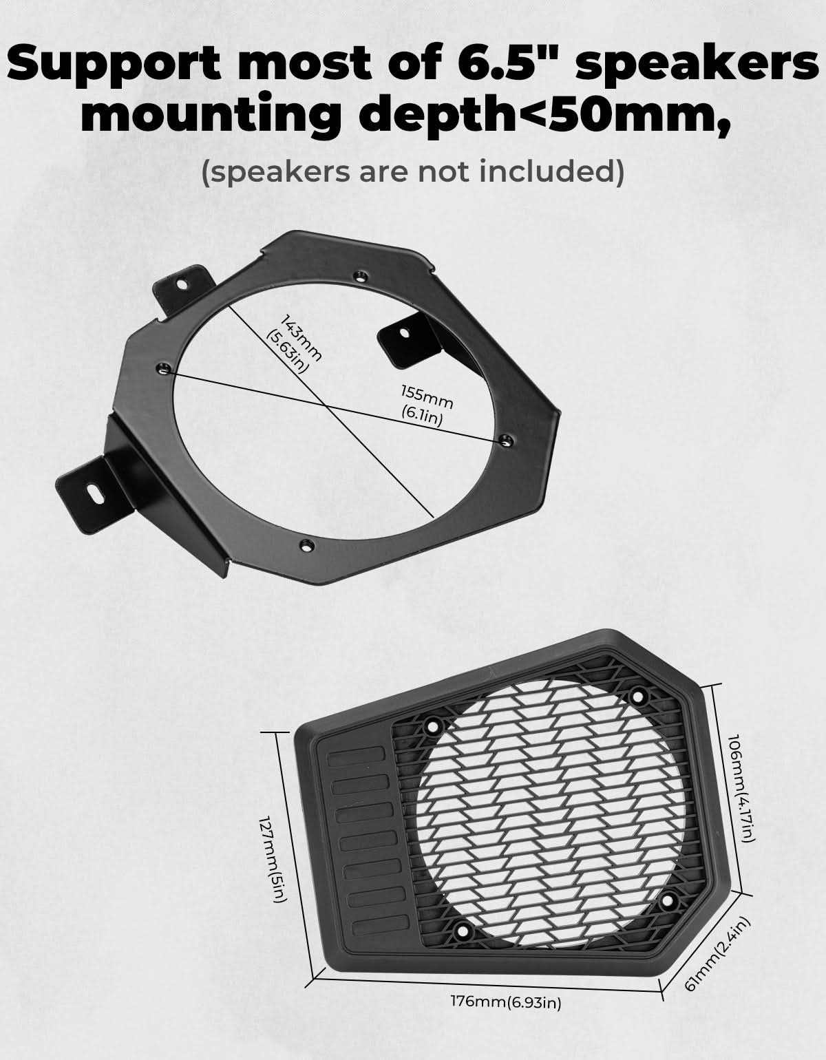 Rear Roof Speakers Pods Enclosures Holders for Polaris Ranger XP 1000/Crew 2018-2025 - Image 6