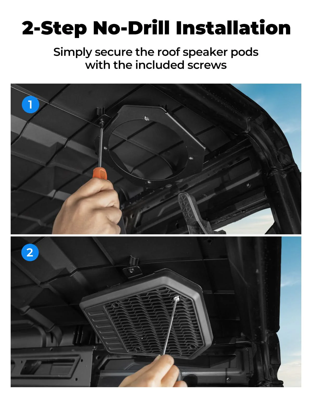 Rear Roof Speakers Pods Enclosures Holders for Polaris Ranger XP 1000/Crew 2018-2025 - Image 7