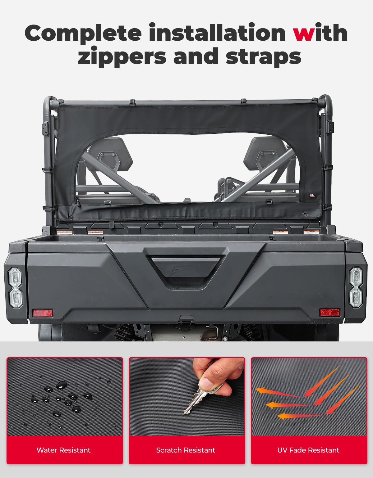 Rear Soft Windshield with Zipper for CFMOTO Uforce 1000/1000XL - Image 3