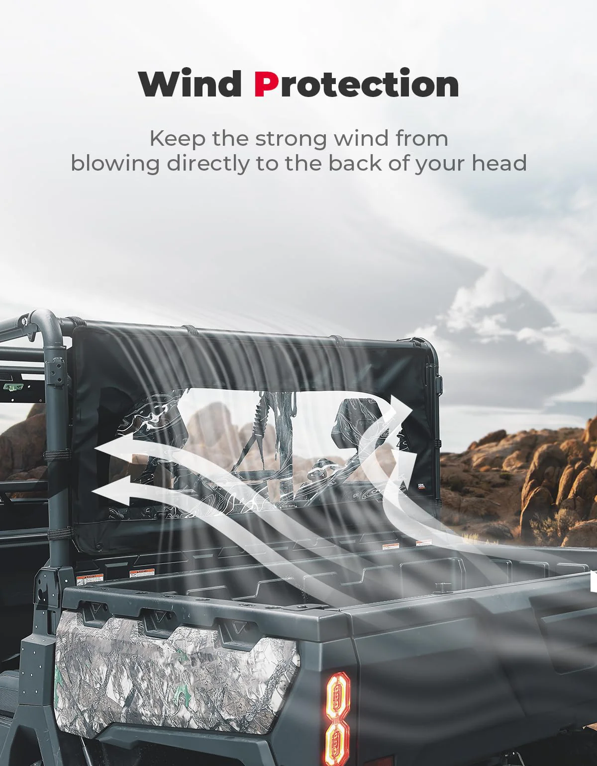 Rear Soft Windshield with Zipper for CFMOTO Uforce 1000/1000XL - Image 4