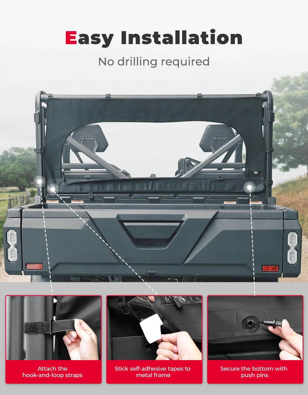 Rear Soft Windshield with Zipper for CFMOTO Uforce 1000/1000XL - Image 6