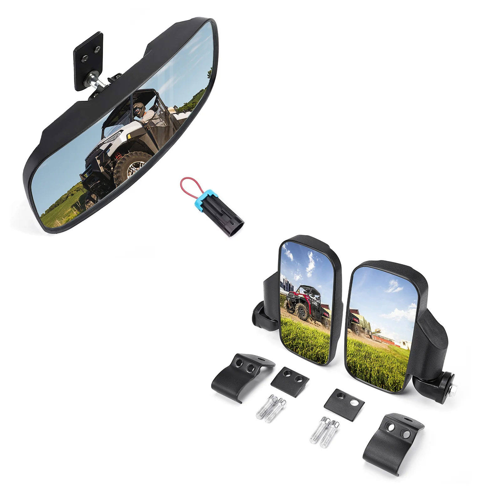 Rear View Mirror & Side Mirrors for Polaris Ranger 2015-2024 - Image 4