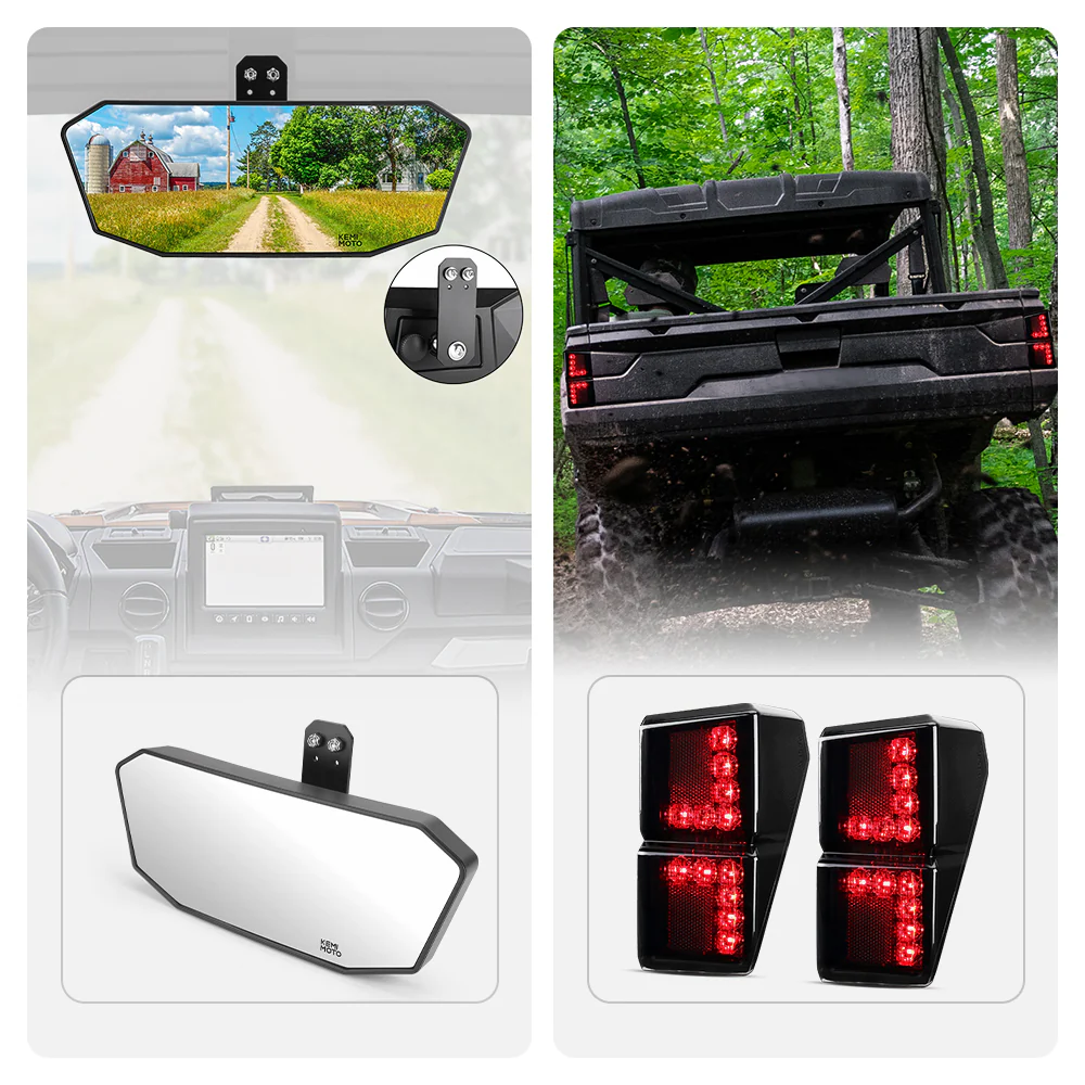 Rear View Mirror & Tail Light For Polaris Ranger XP 1000 2018-2024 - Image 4