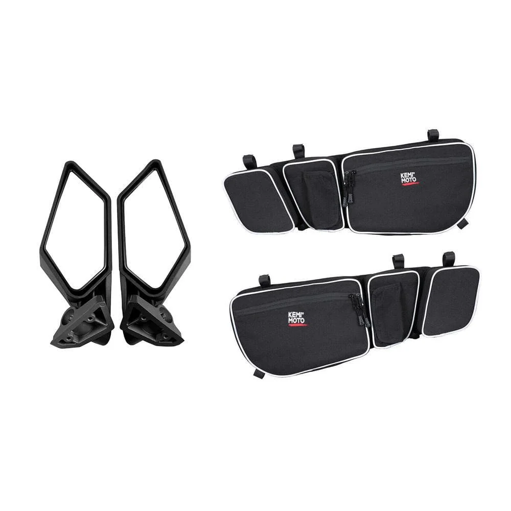 Rear View Side Mirrors & Door Strorage Bags for Can Am Maverick X3