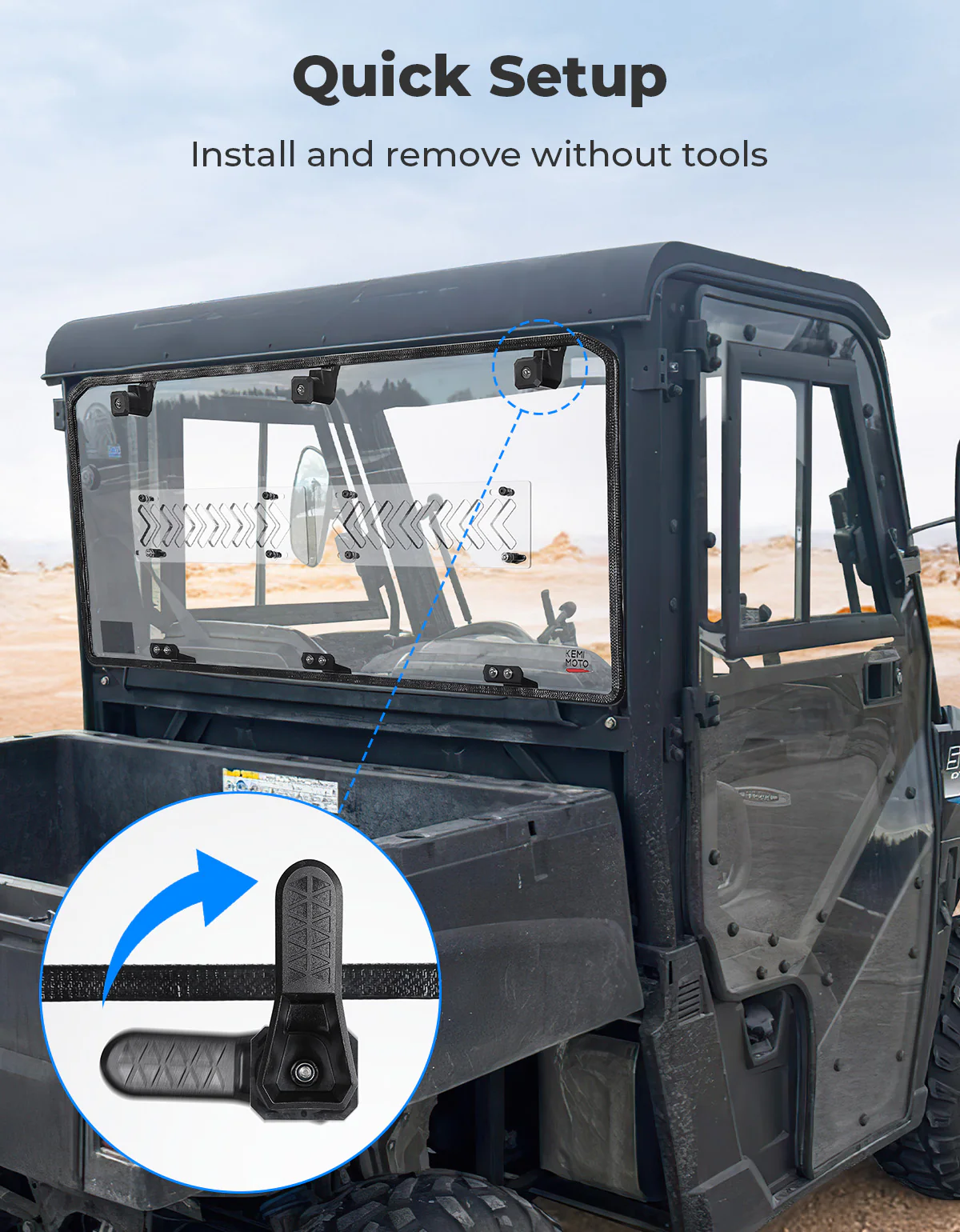 Rear Window for Polaris Ranger Midsize 500/570/SP 570/Crew/ETX/EV 2015-2026 - Image 4