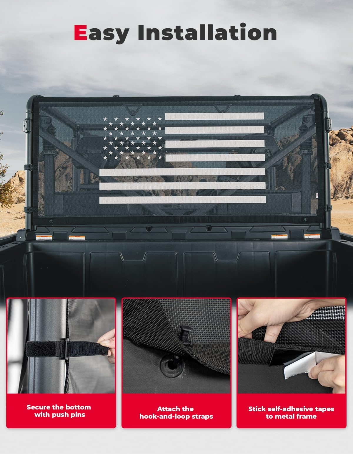 Rear Window Net Soft Windshield for CFMOTO UForce 1000/ 1000 XL - Image 4
