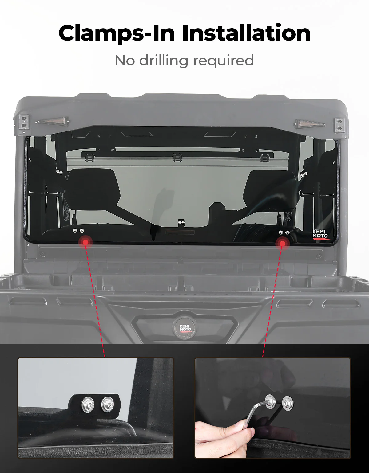 Rear Tinted Windshield for Can-Am Defender HD5/8 /10/MAX - Image 7