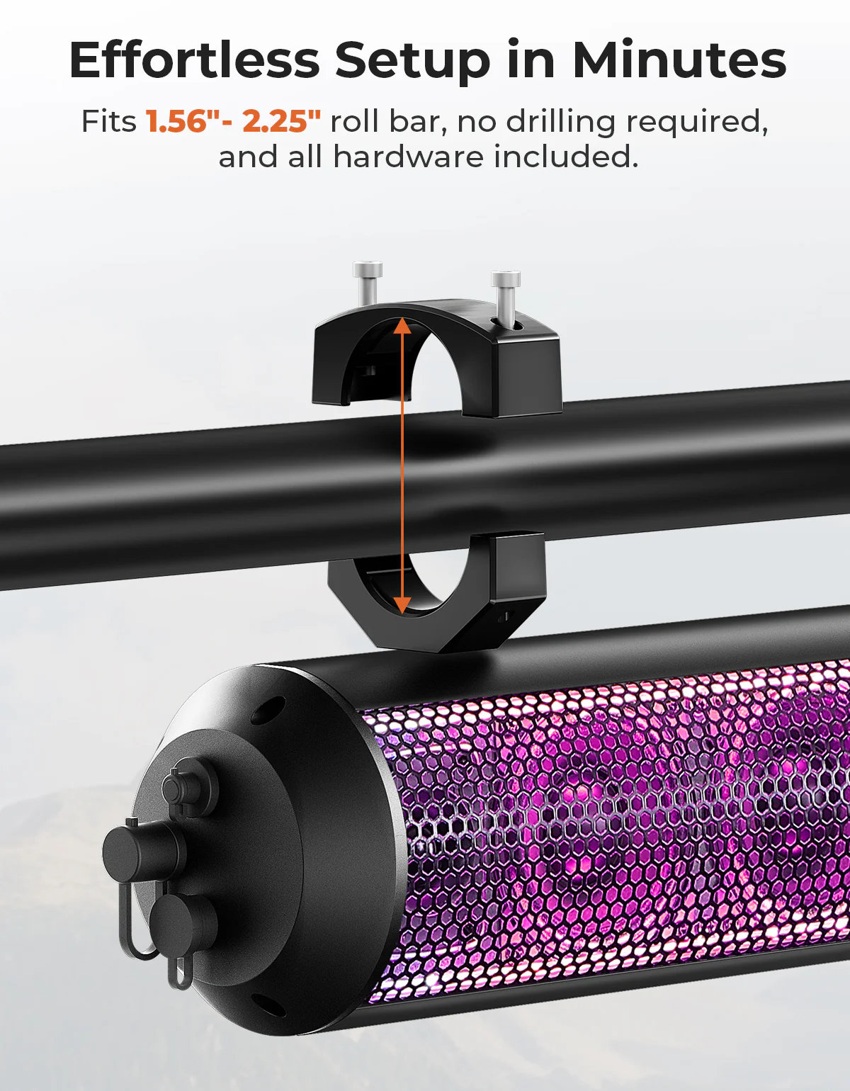 RGB UTV Soundbar, 28" SXS Speaker for Can Am Maverick X3/ RZR w/ 1.56"- 2.25" Roll Bar - Image 6