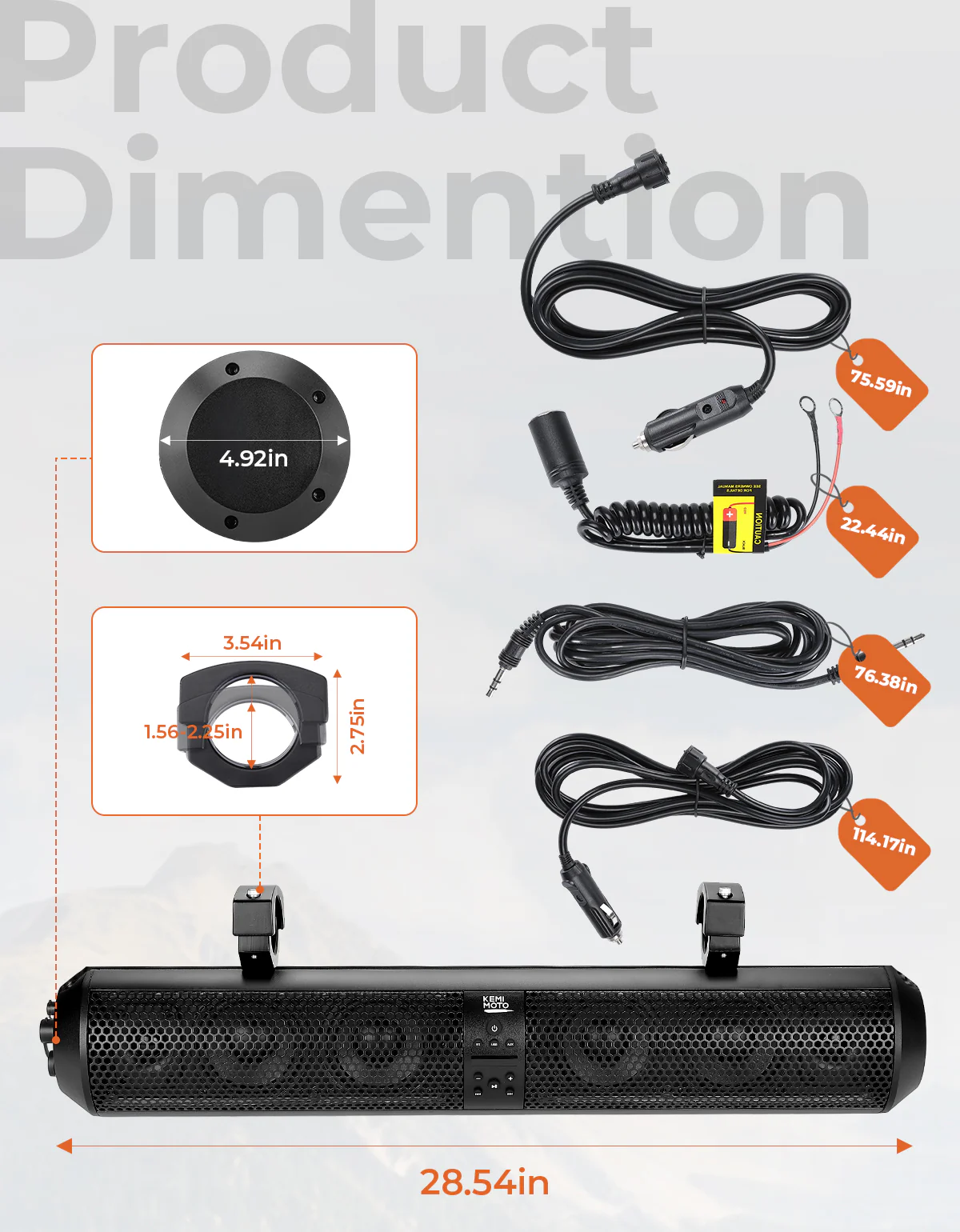RGB UTV Soundbar, 28" SXS Speaker for Can Am Maverick X3/ RZR w/ 1.56"- 2.25" Roll Bar - Image 7