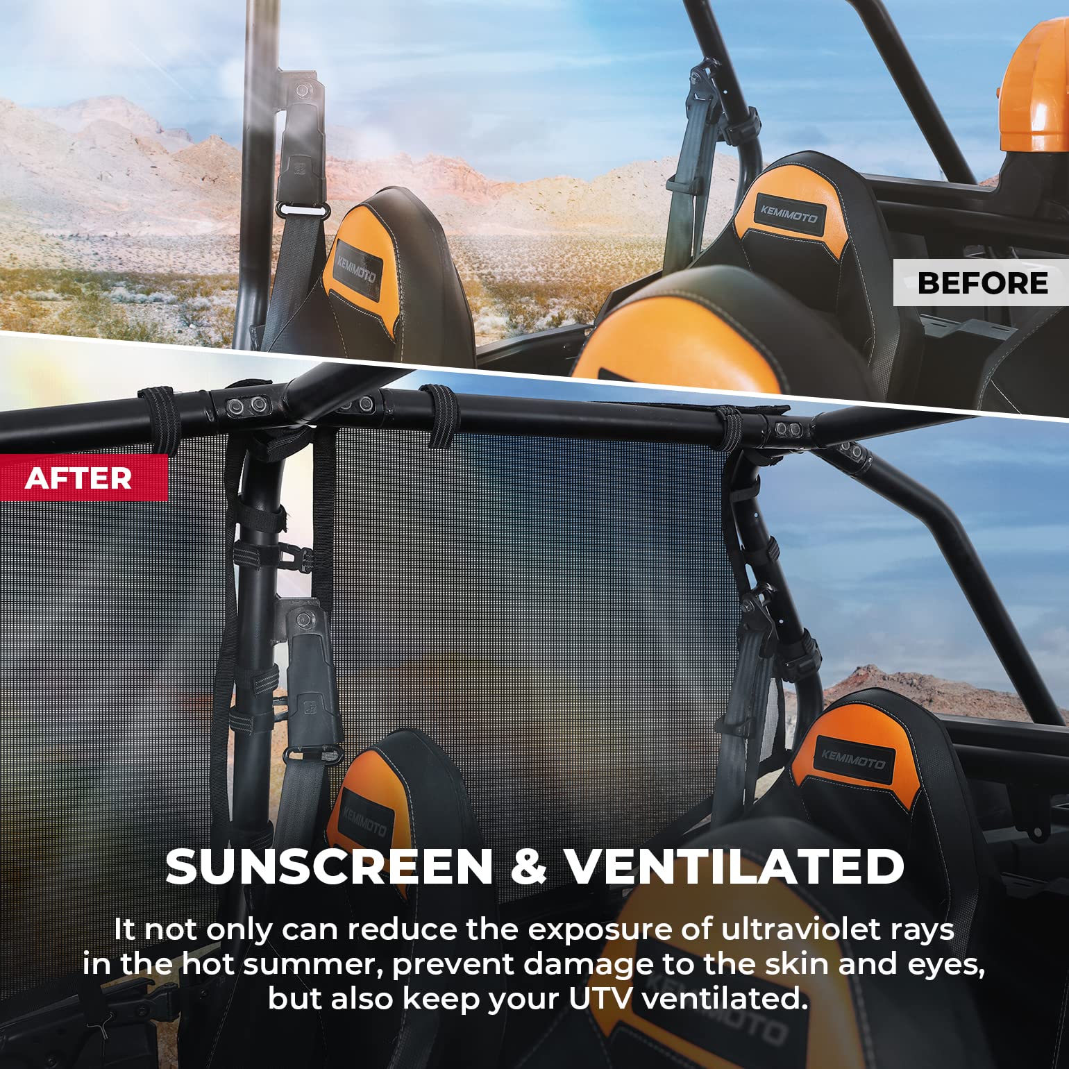 PVC Mesh Window Nets Door Nets for Polaris RZR XP 1000 4 Door 2014-2023 - Image 3
