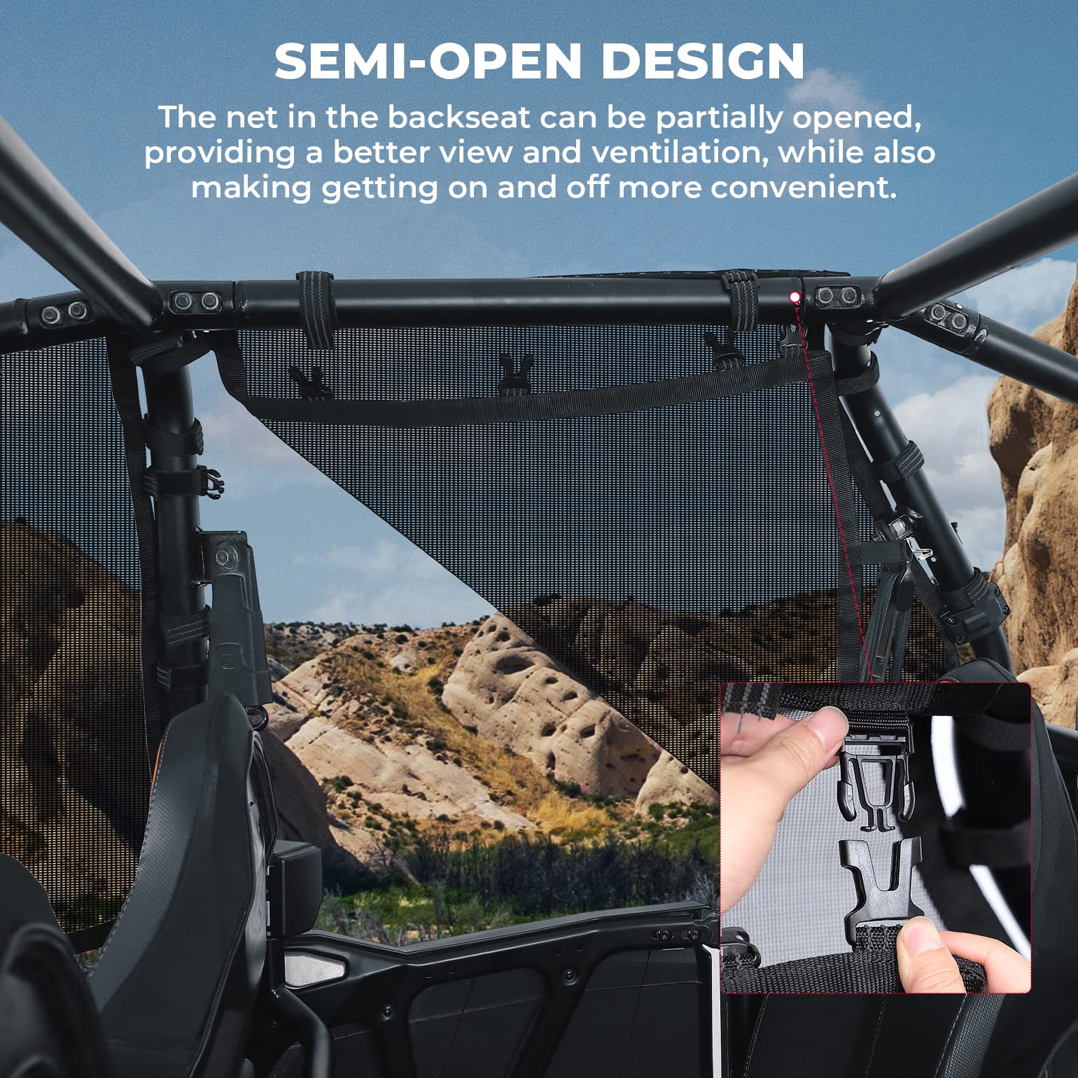 PVC Mesh Window Nets Door Nets for Polaris RZR XP 1000 4 Door 2014-2023 - Image 4