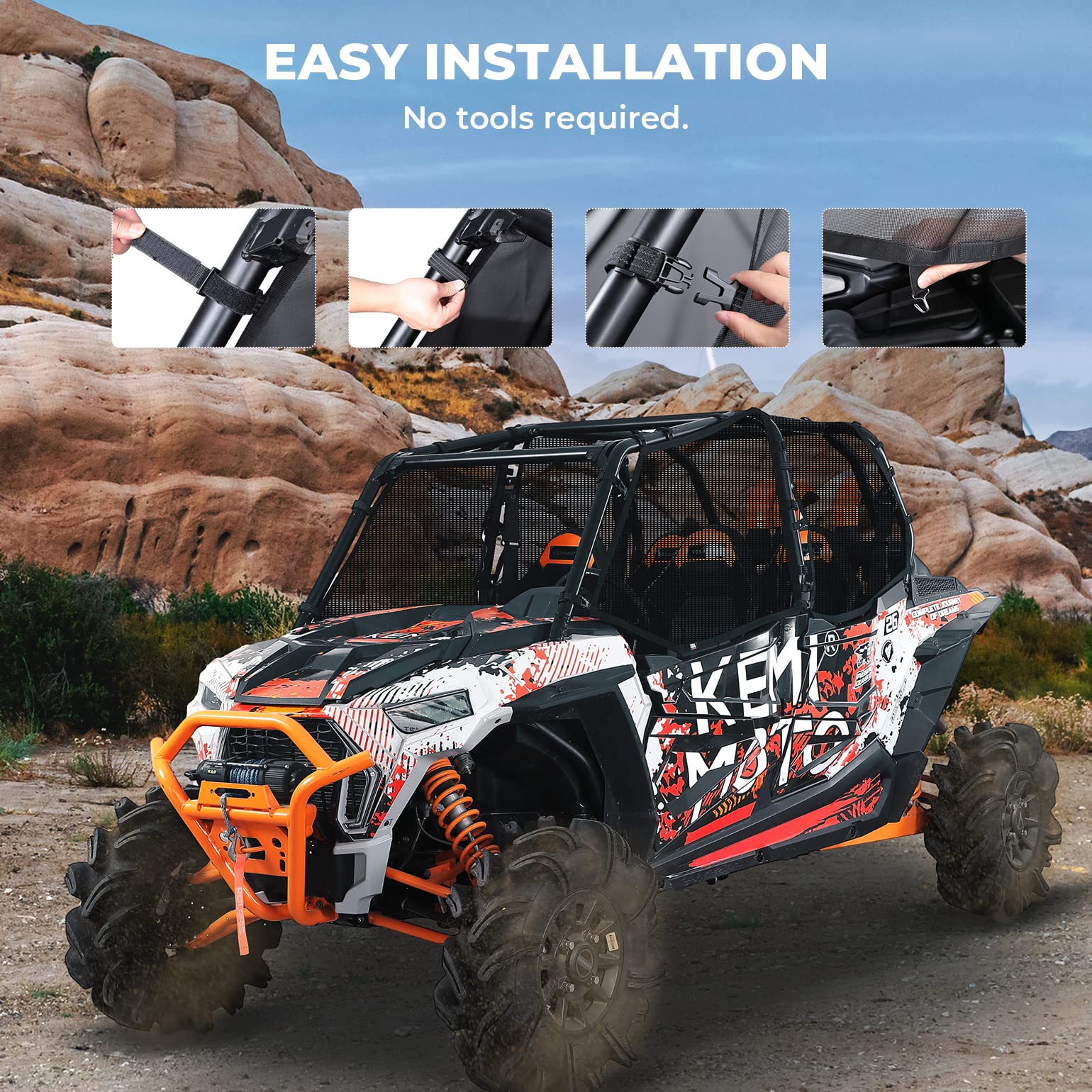 PVC Mesh Window Nets Door Nets for Polaris RZR XP 1000 4 Door 2014-2023 - Image 5