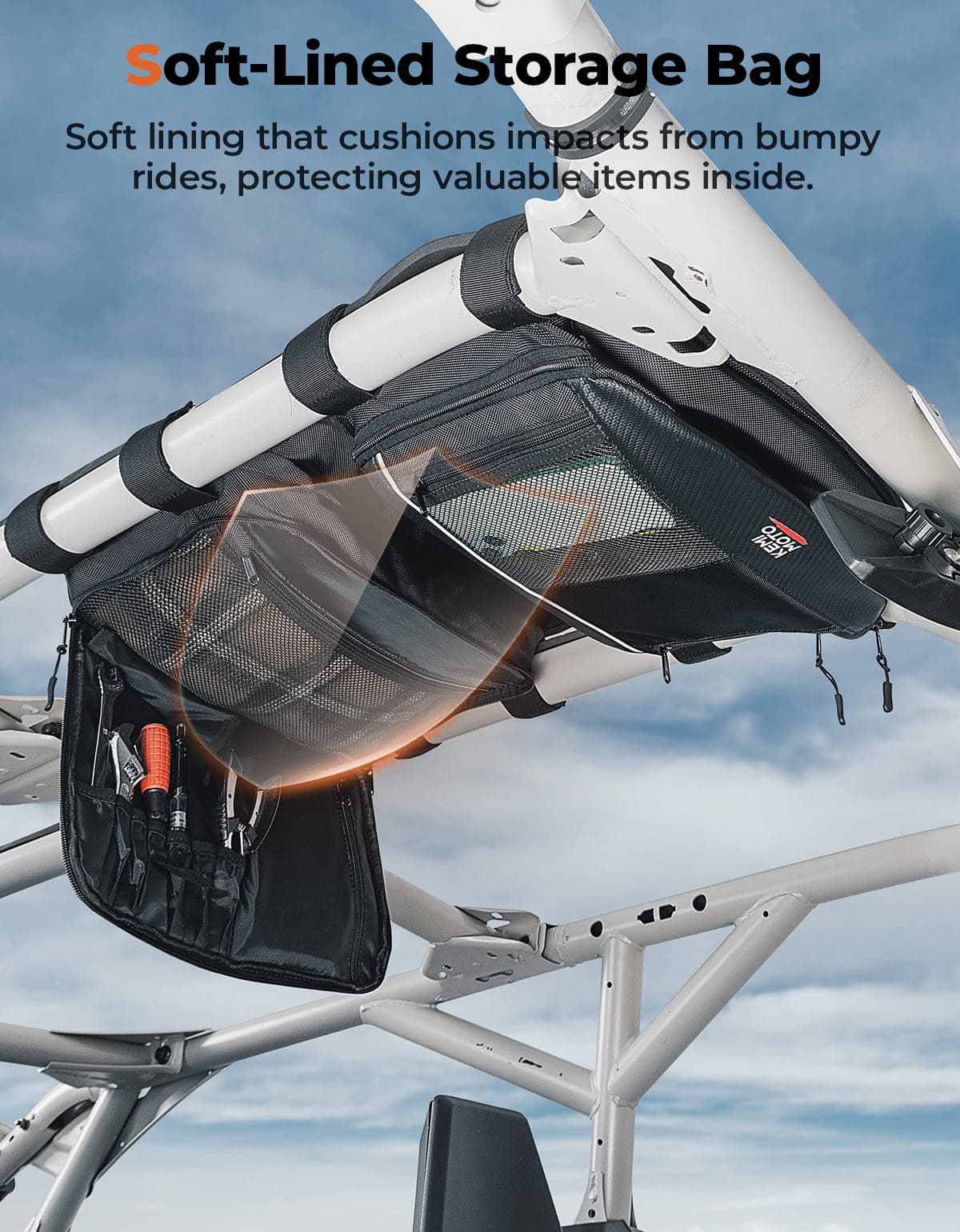 Roof Storage Bag with Tablet Holder for Can-Am Maverick X3 / X3 MAX - Image 6