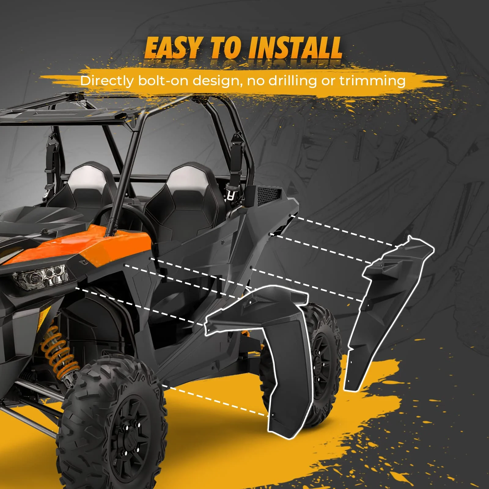 Fender Flares 8.5 Inch Mud Flap for Polaris RZR XP 1000/4 - Image 5