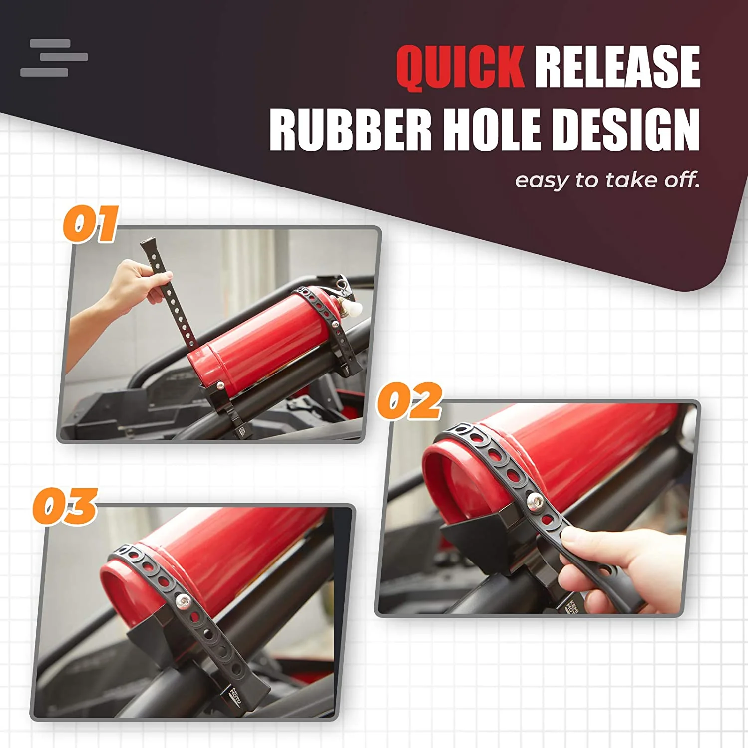 UTV Fire Extinguisher Holder Fit Polaris RZR, Can Am X3, Kawasaki Teryx - Image 6