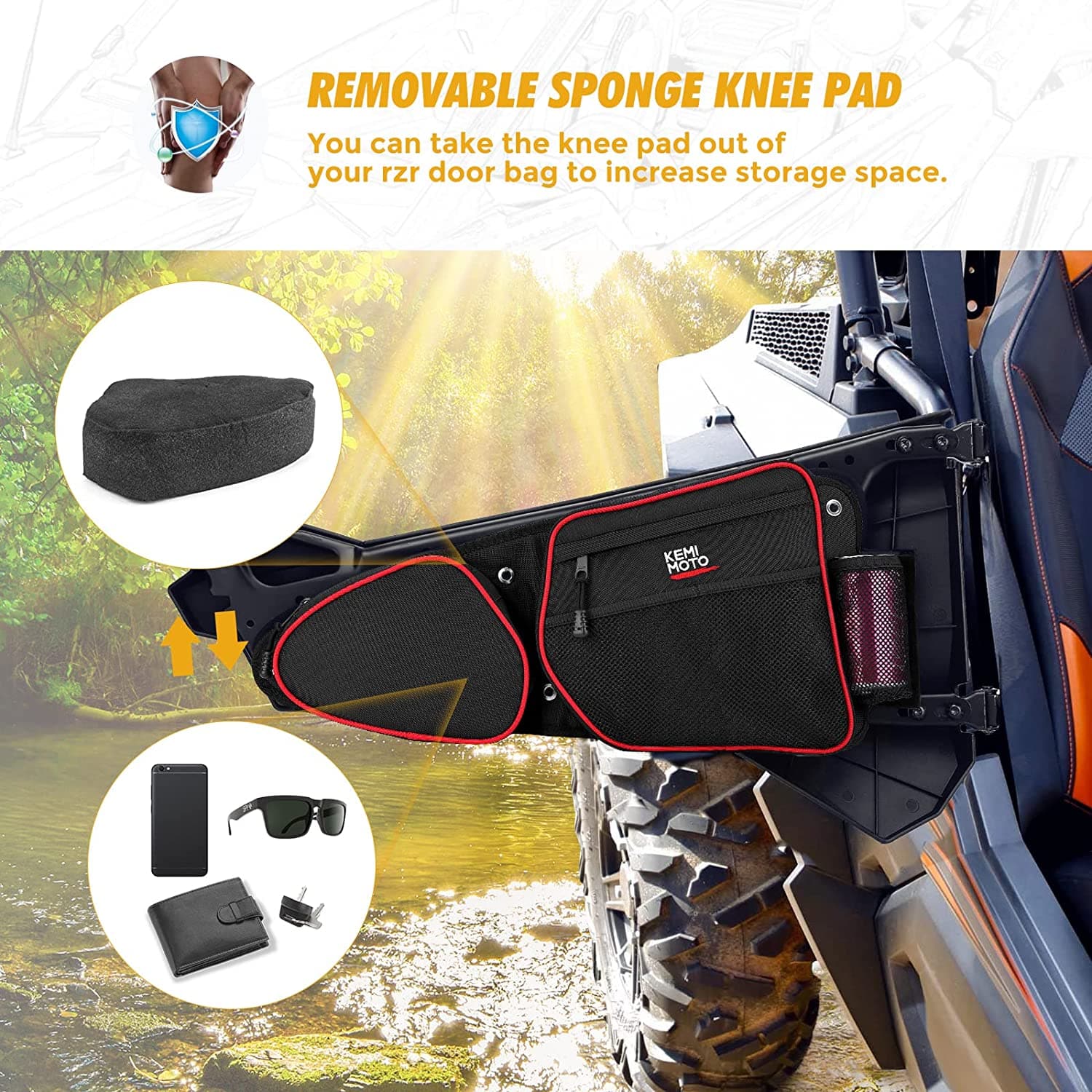 Door Bags & Center Storage Bag for Polaris RZR XP 1000/4 /XP Turbo - Image 5