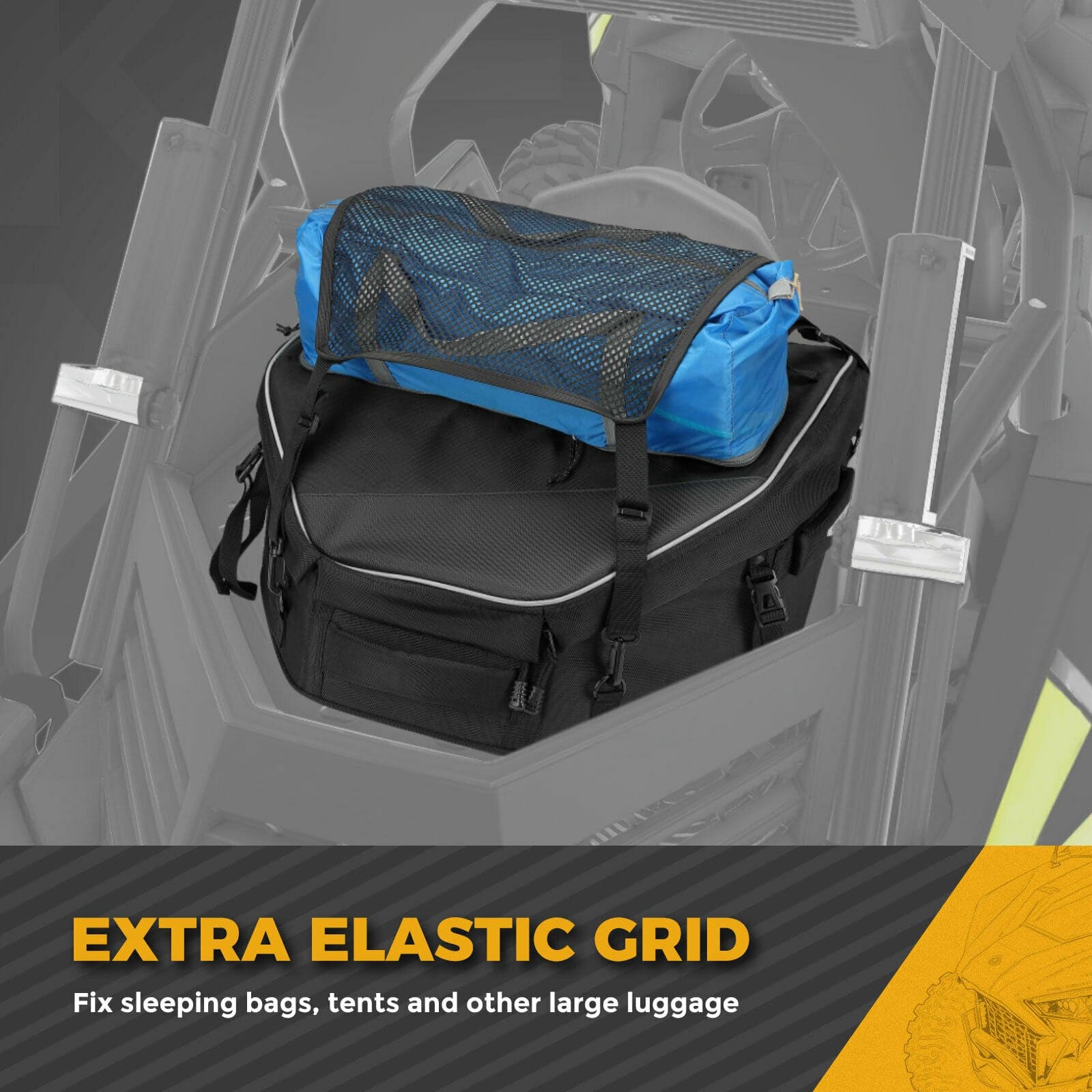 UTV Rear Storage Bag with Fixed Strap for Polaris RZR XP 1000/Turbo - Image 6