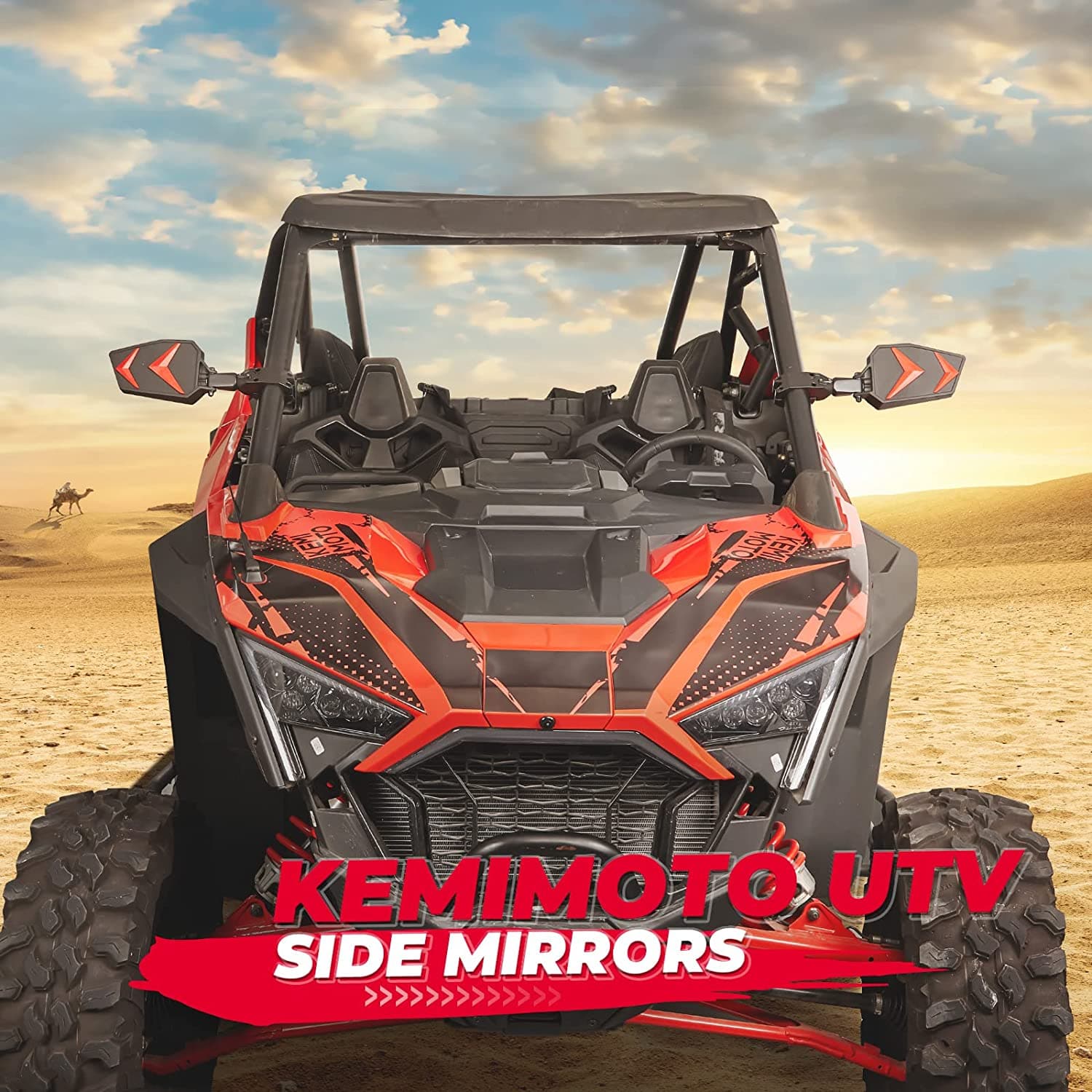 UTV Side View Mirrors for Can Am Maverick X3/ RZR w/ 1.75"-2'' Roll Bar (1 pair) - Image 6