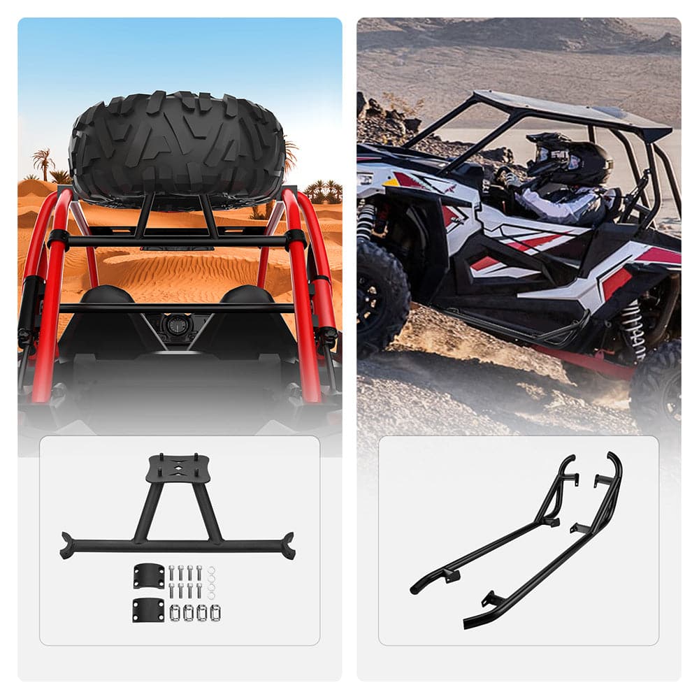 Spare Tire Carrier Mount & Side Nerf Bars Rock Sliders for Polaris RZR XP 1000 - Image 11