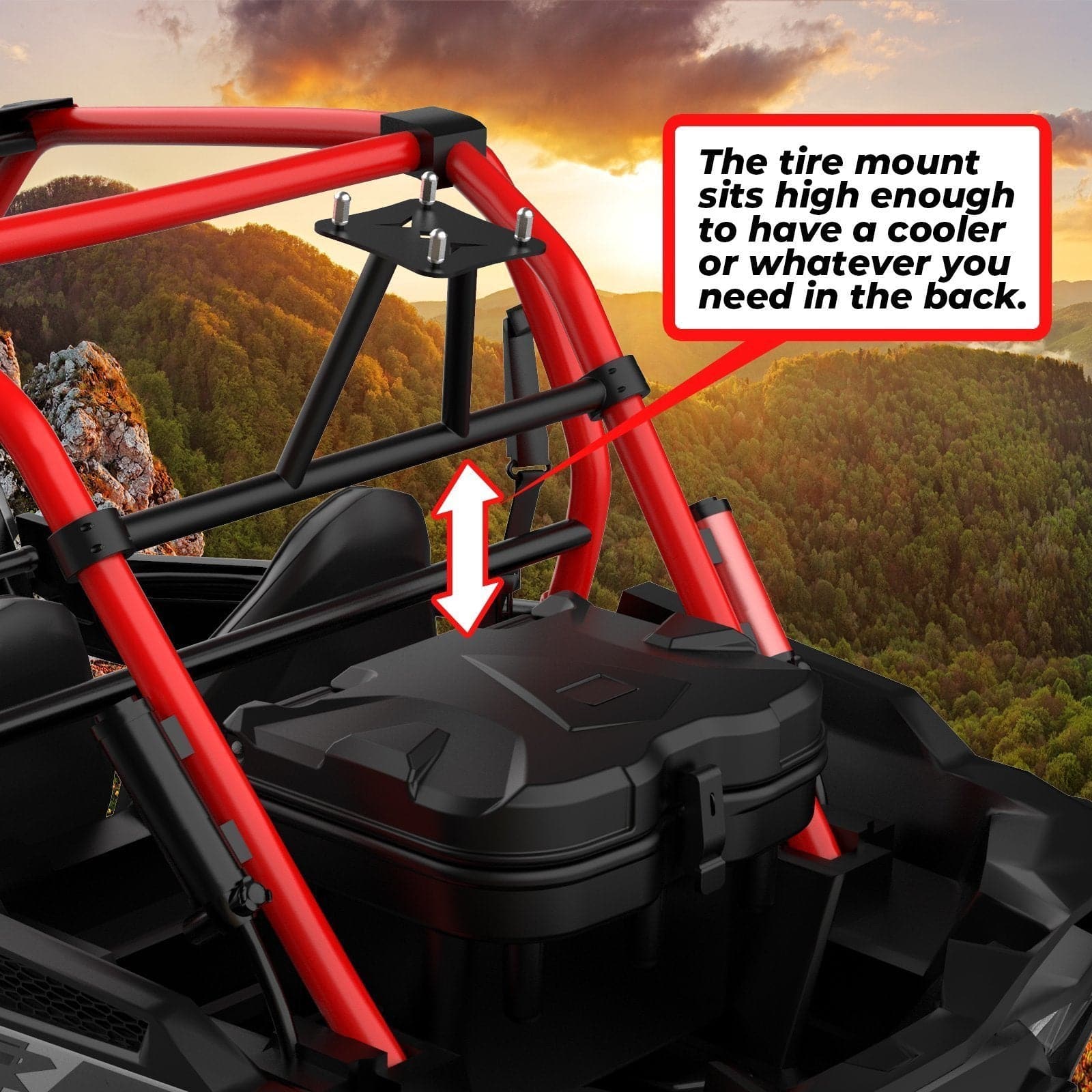 Spare Tire Carrier Mount & Side Nerf Bars Rock Sliders for Polaris RZR XP 1000 - Image 4