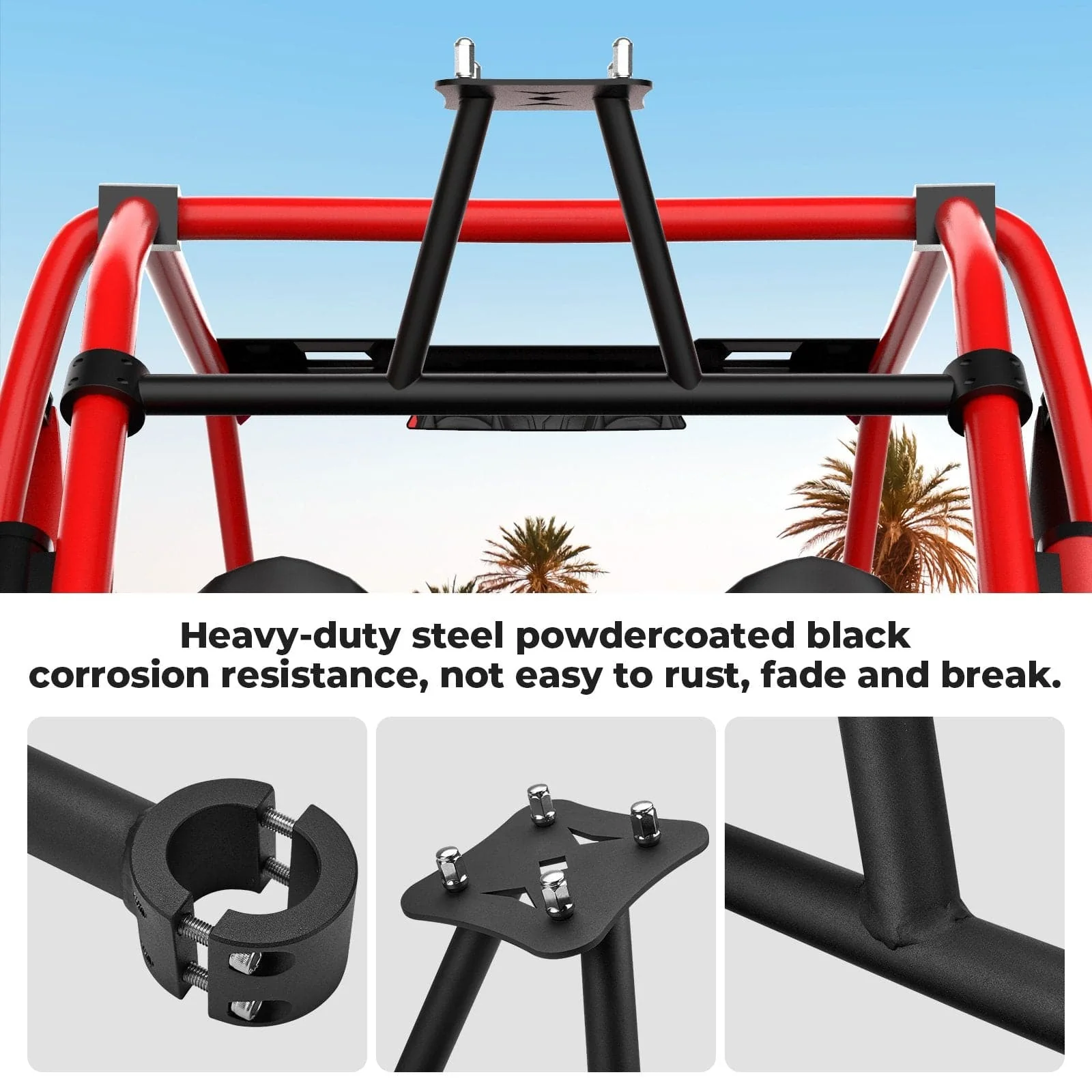 Spare Tire Carrier Mount & Side Nerf Bars Rock Sliders for Polaris RZR XP 1000 - Image 5