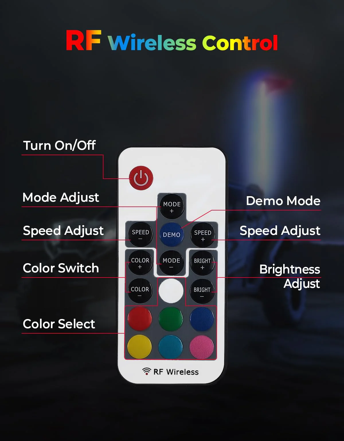 LED Whip Lights for ATV/UTV/RZR (5FT & RGB - 1PC) - Image 3