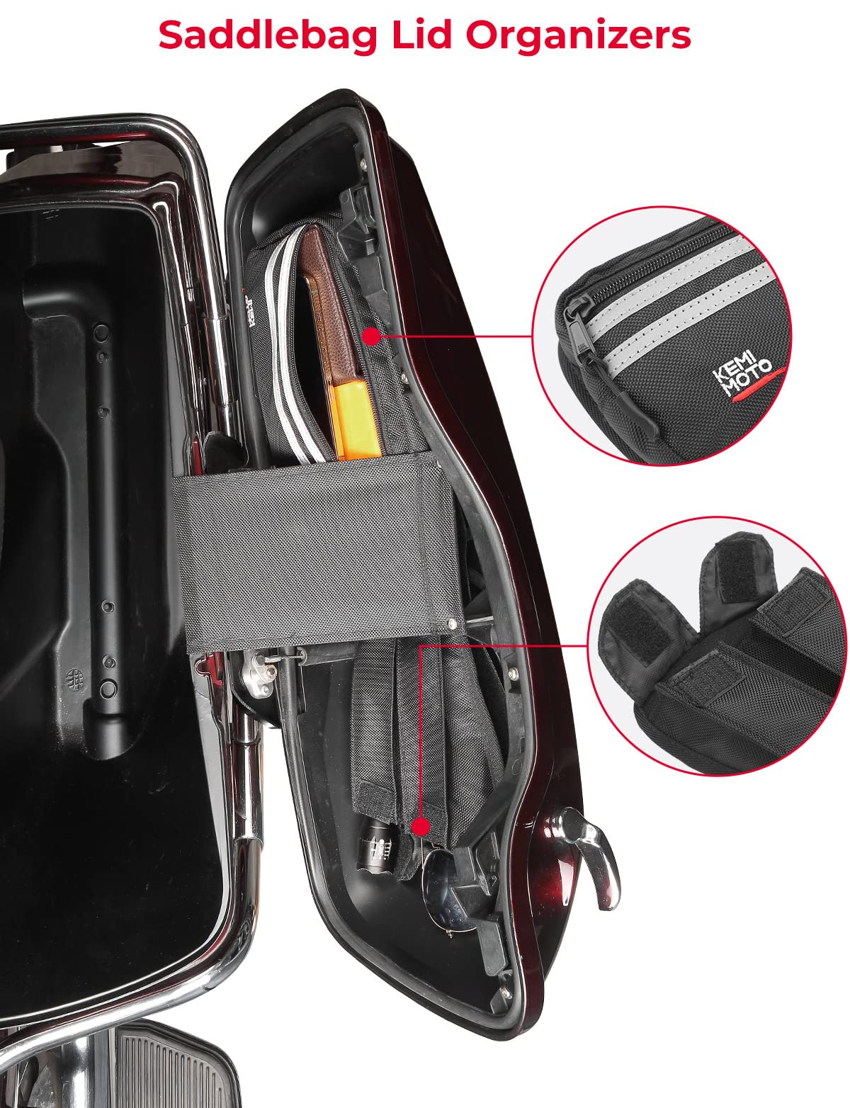 Saddlebag Lid Organizers 2 Pack for Touring Street Glide Road King - Image 2