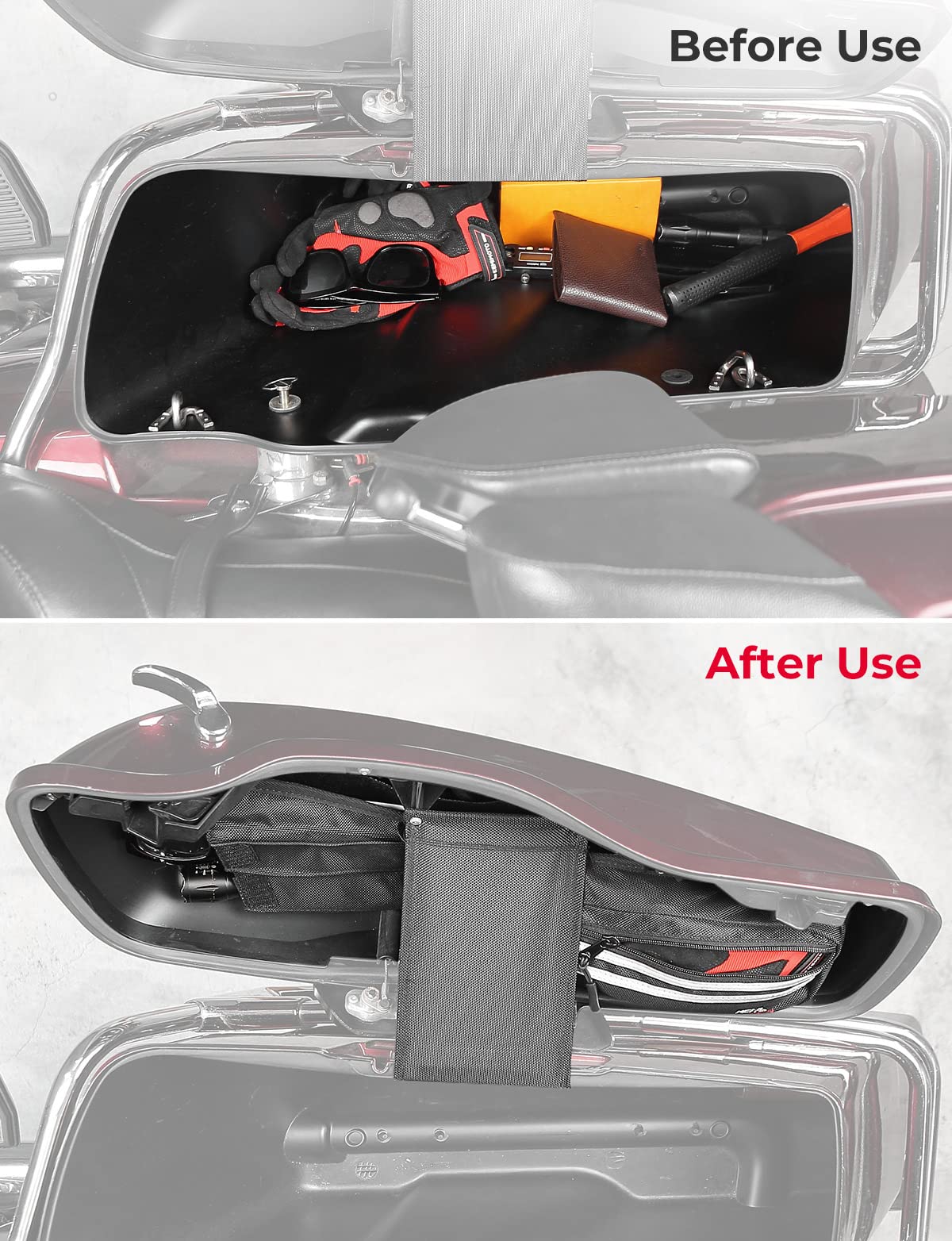 Saddlebag Lid Organizers 2 Pack for Touring Street Glide Road King - Image 4