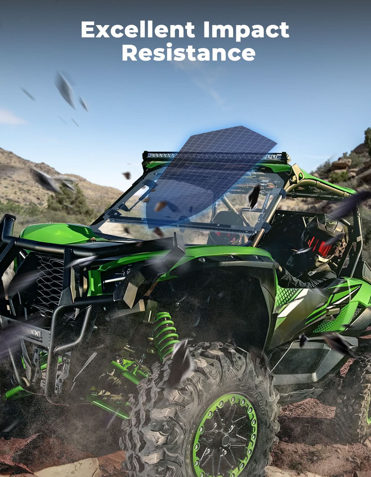 Scratch Resistant Flip Windshield for Kawasaki Teryx KRX 1000 | KRX4 1000 - Image 6
