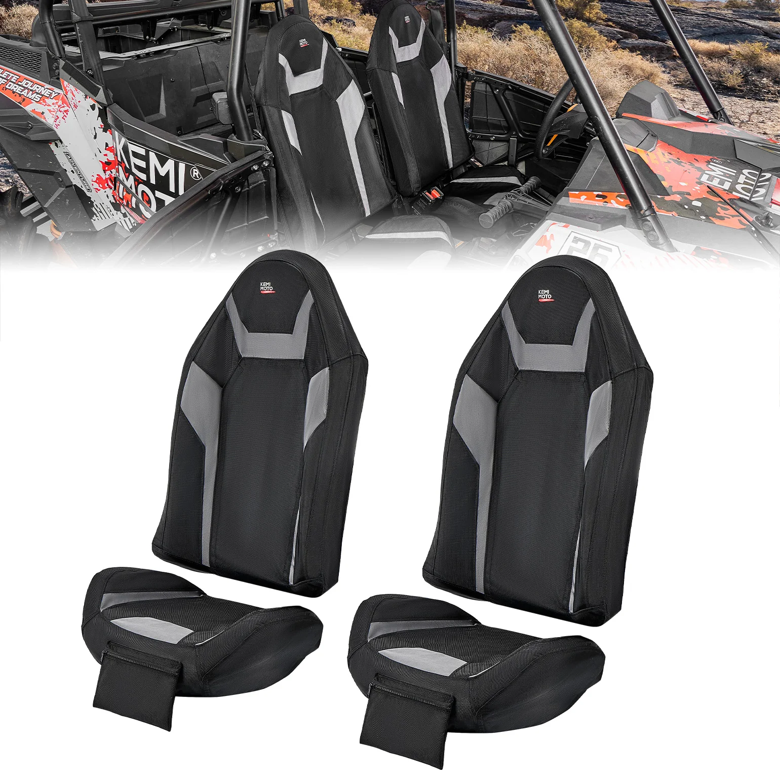 Seat Covers Water-Resistant 1680D for Polaris RZR XP 1000/Turbo 2014-2023 - Image 9