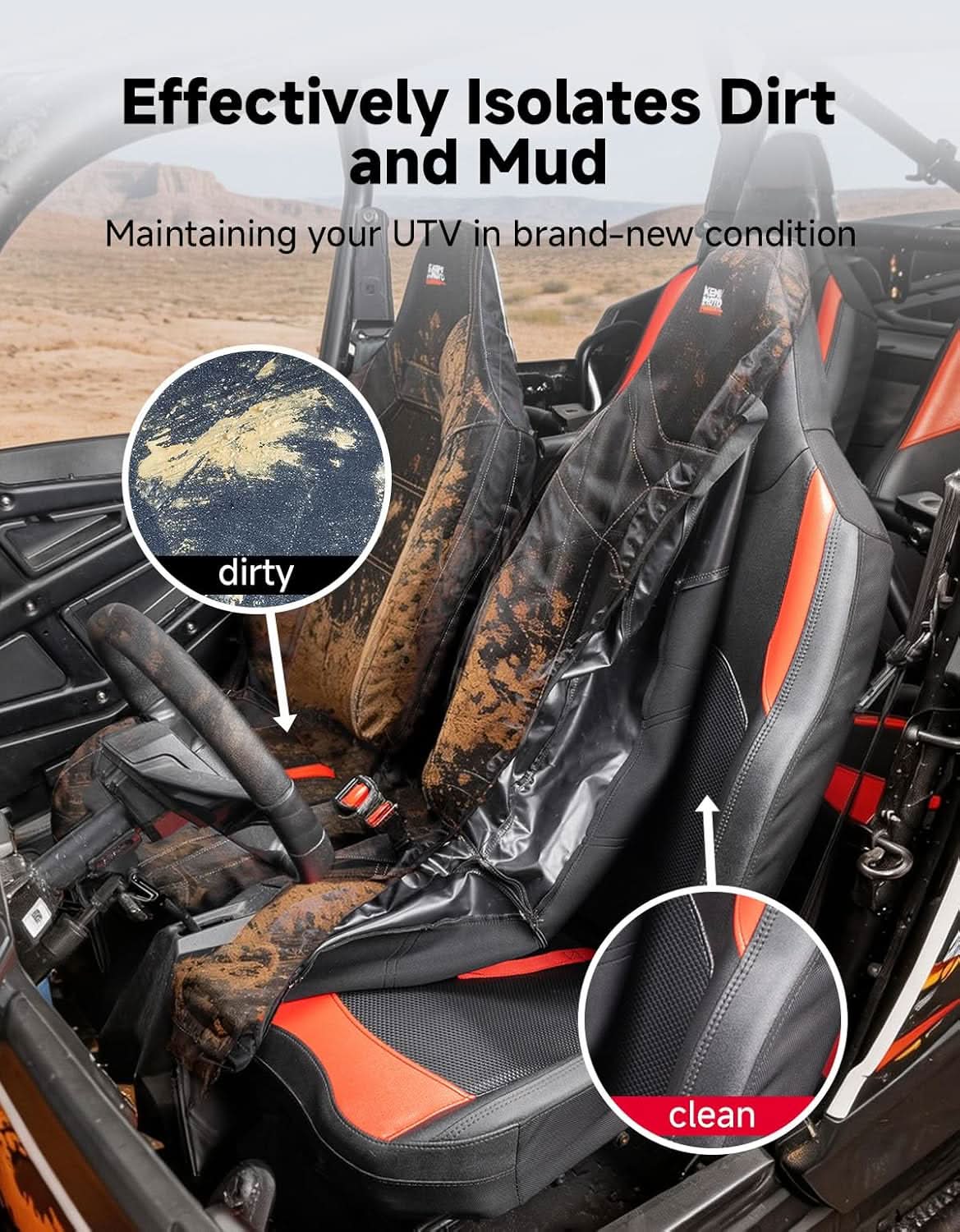Seat Covers with Pocket for Polaris RZR XP 1000/XP 4 1000 (2024+), 1680D Oxford Fabric, 2 Pack - Image 2