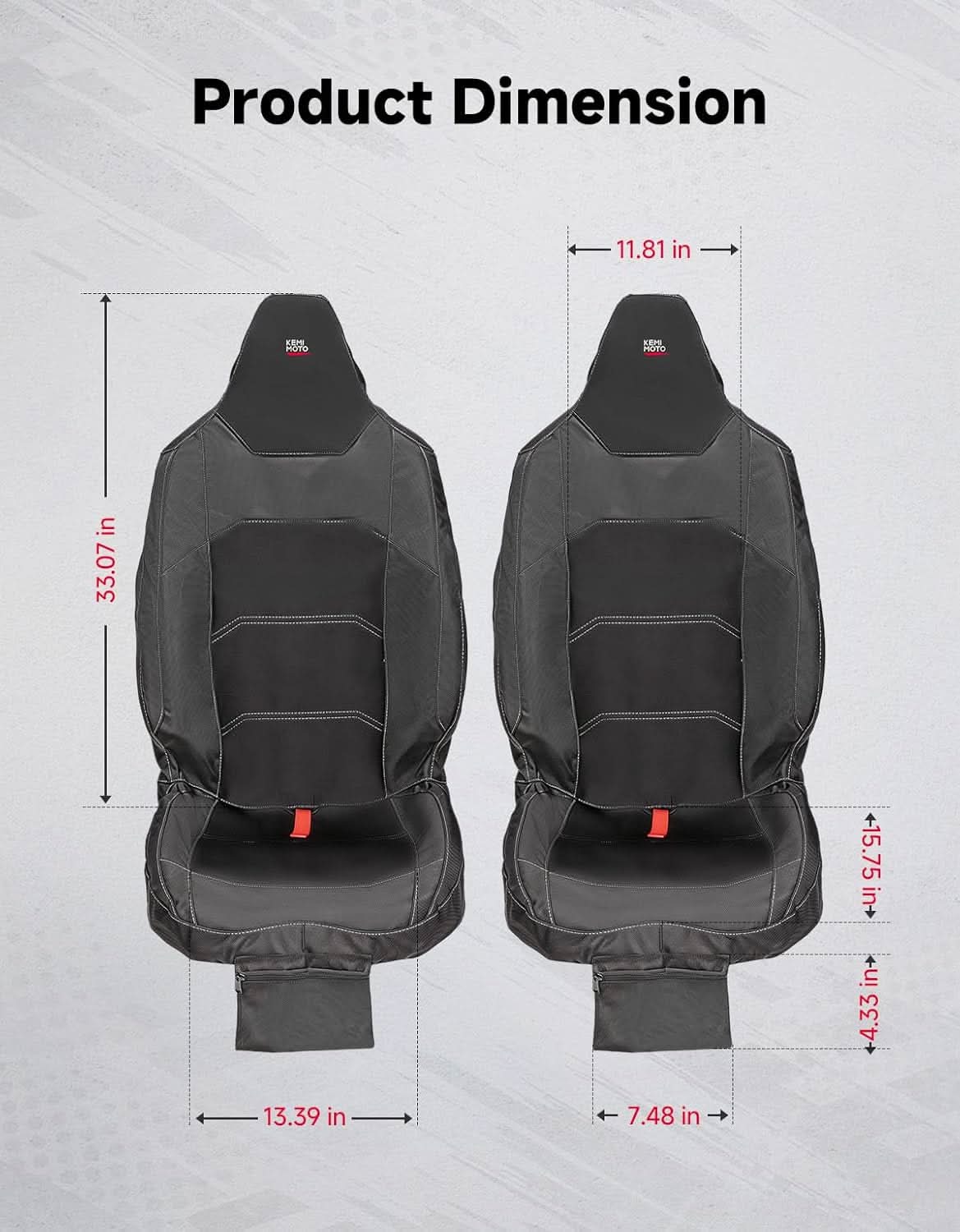 Seat Covers with Pocket for Polaris RZR XP 1000/XP 4 1000 (2024+), 1680D Oxford Fabric, 2 Pack - Image 5