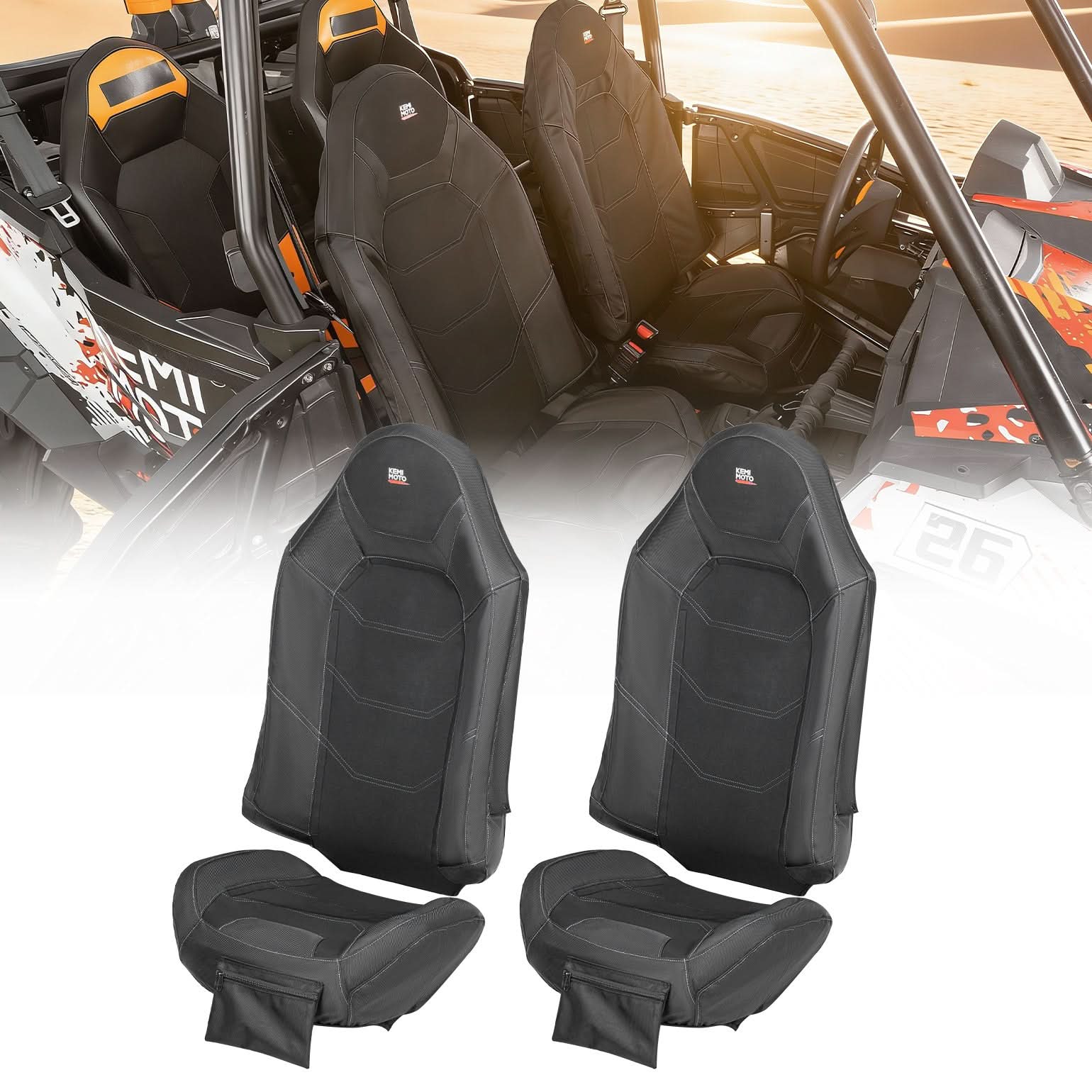 Seat Covers with Pocket for Polaris RZR XP 1000 / XP Turbo / RS1 (2014–2023) - Image 2