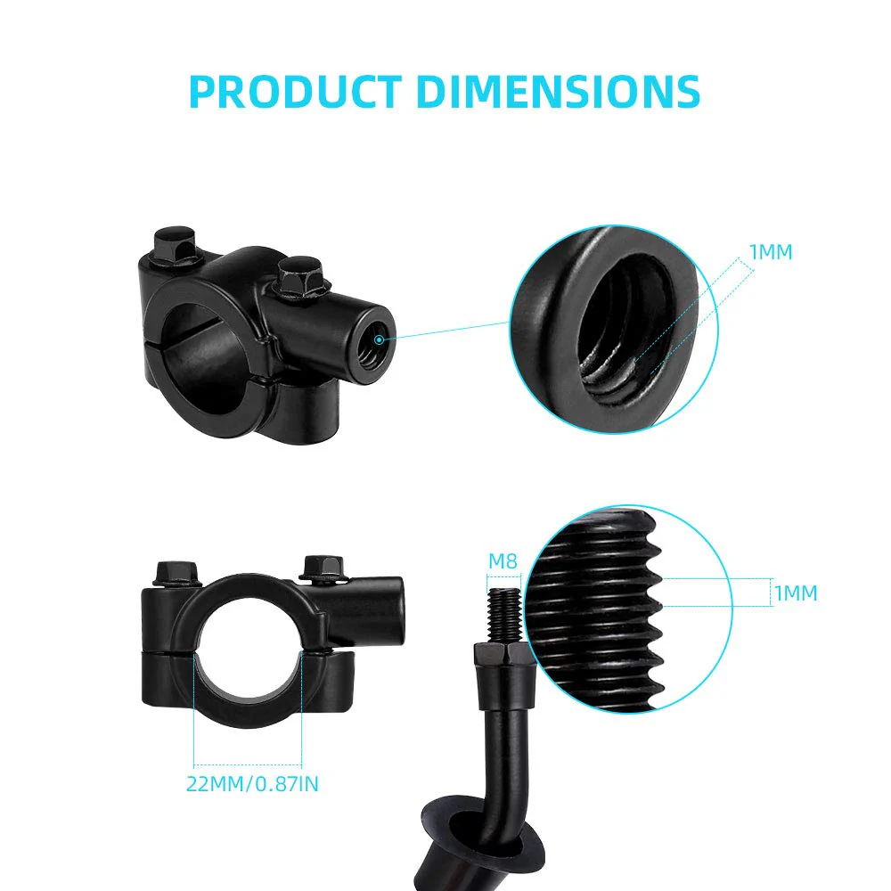 8MM ATV/Bike Rear View Mirrors for Snowmobile Scooter Sportsman - Image 6