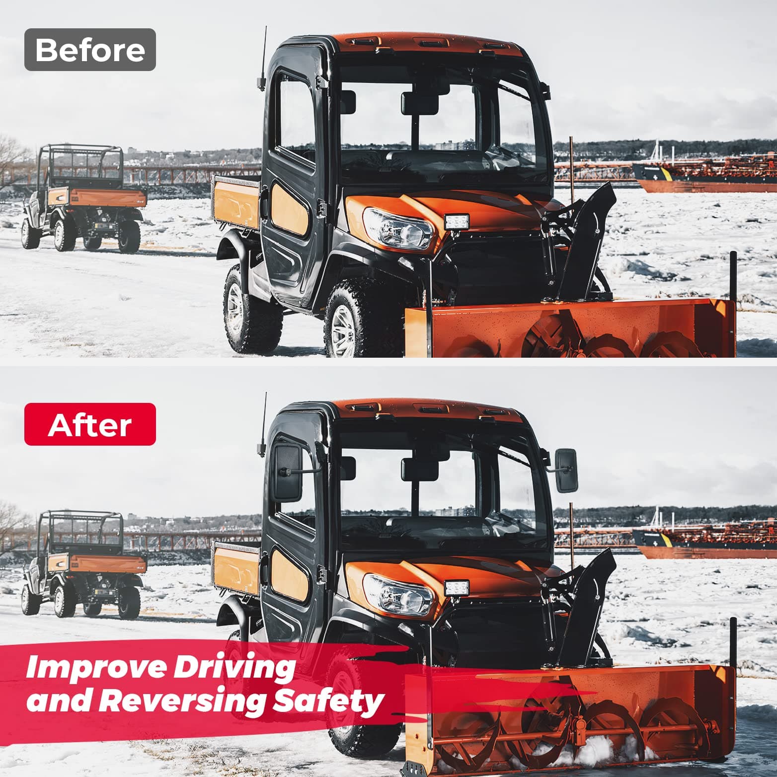 Set of Side View Mirrors for Kubota RTV X1100C - Image 3