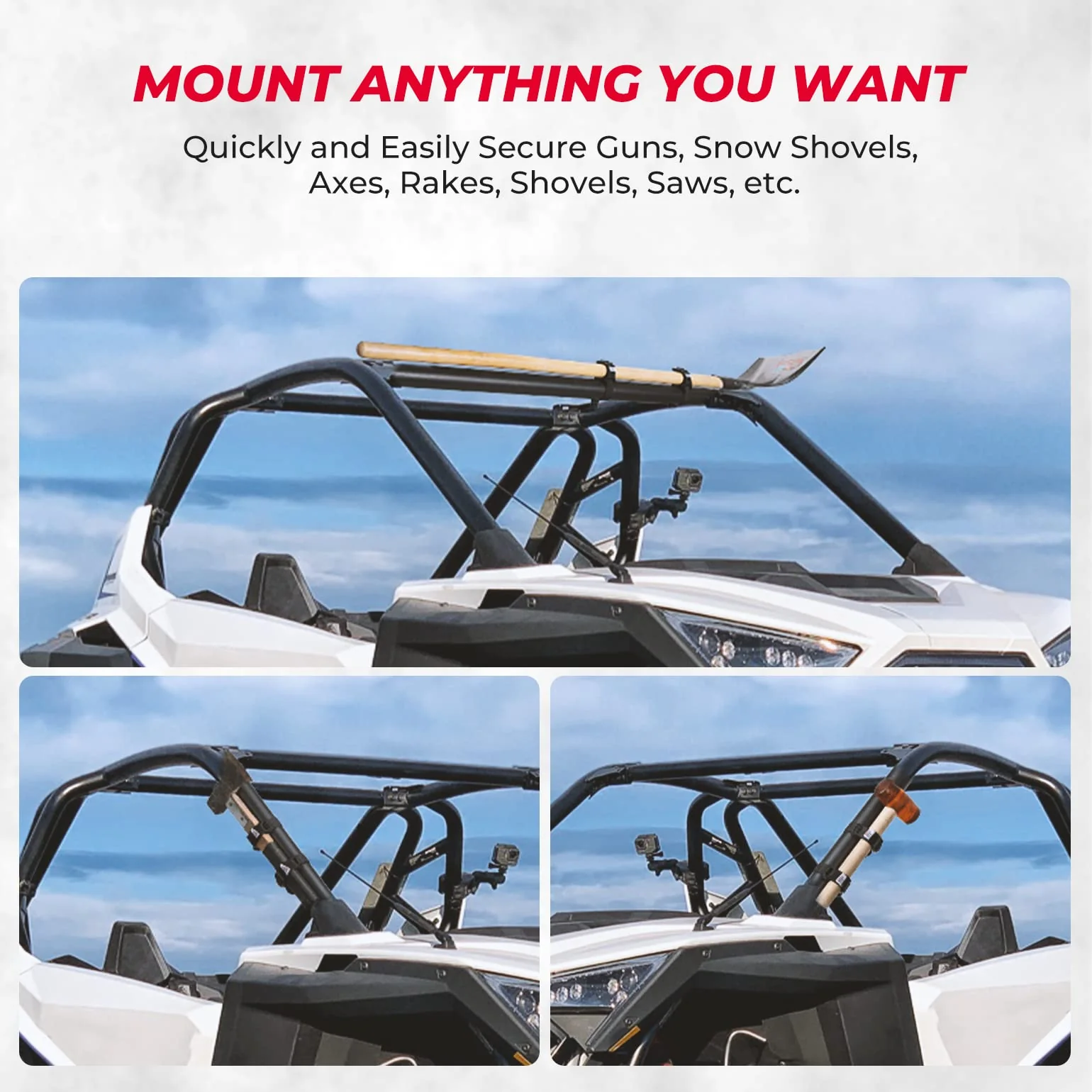 Shovel Holder Rubber Roof Rack Straps Fits 1.5"-3.5" Diameter Tools - Image 4