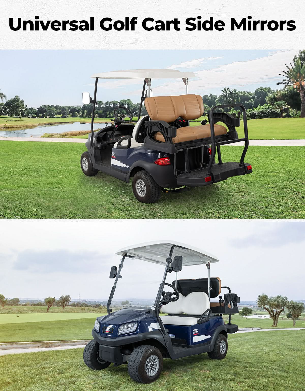 Side Mirrors For Golf Cart Square Tube Mount - Image 7