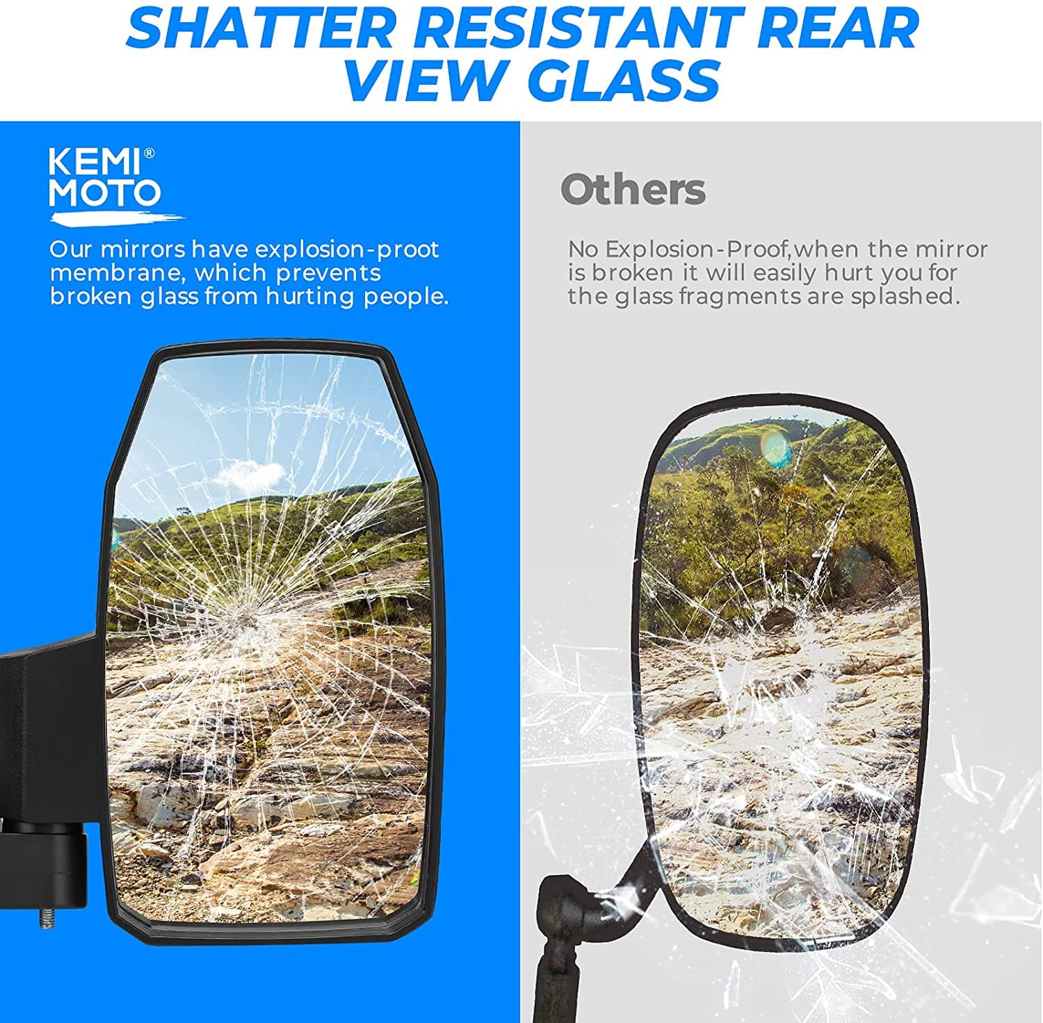 Wider UTV Side Mirrors Pro-Fit for Polaris Ranger XP/ General/ Defender (1 pair) - Image 4