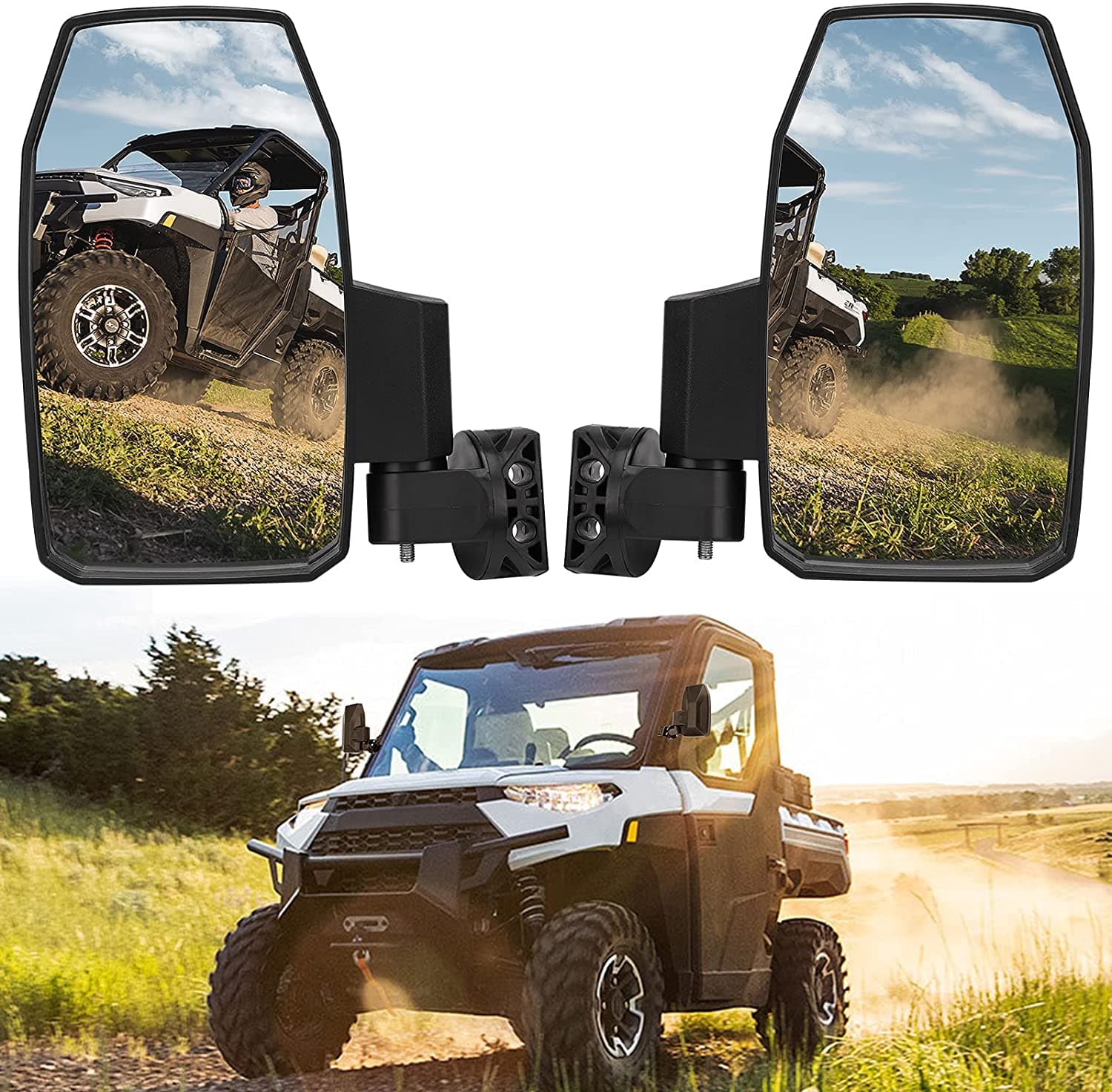 Wider UTV Side Mirrors Pro-Fit for Polaris Ranger XP/ General/ Defender (1 pair) - Image 6