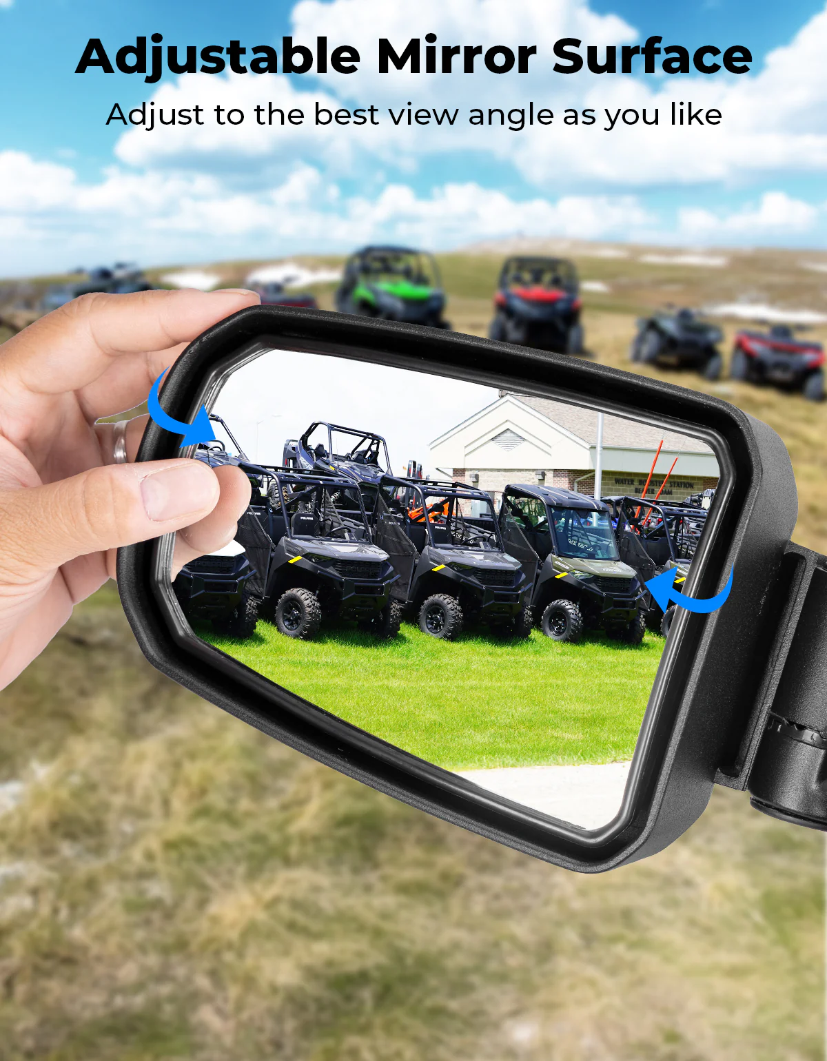 CNC Aluminum Clamp Pro-Fit Side Mirrors for Polaris Ranger Can-Am Defender Maverick Trail - Image 2