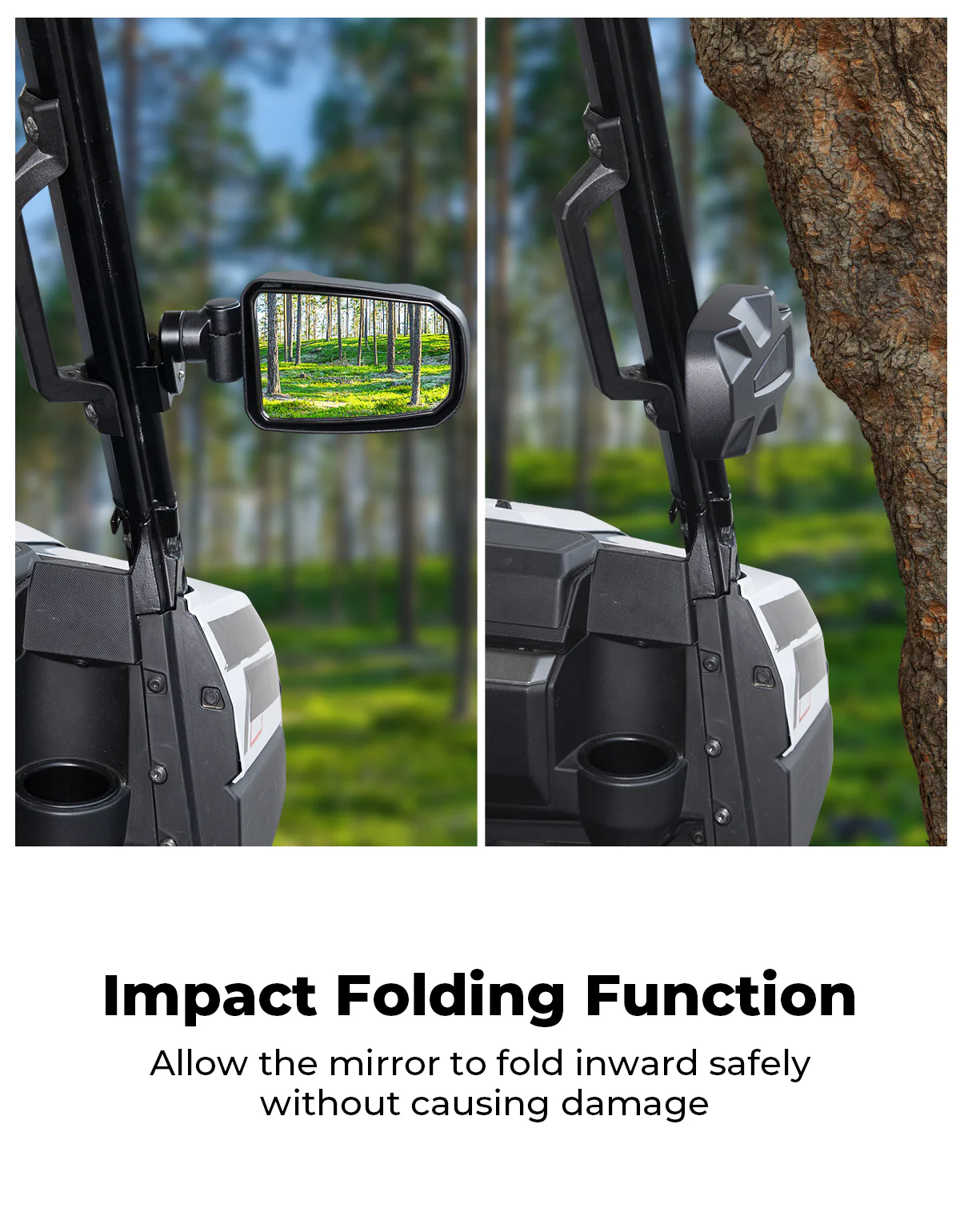 CNC Aluminum Clamp Pro-Fit Side Mirrors for Polaris Ranger Can-Am Defender Maverick Trail - Image 4