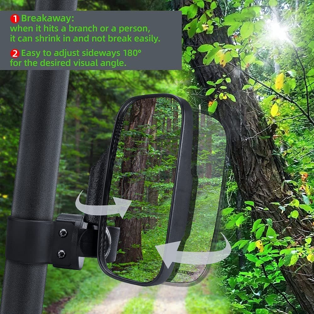 Side Mirrors and Rear Mirror for Can Am Commander 1.75" to 2" Roll Bar - Image 3