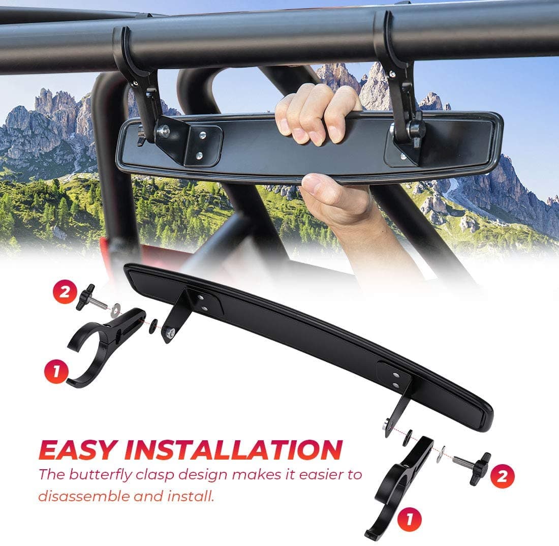 Side Mirrors and Rear Mirror for Can Am Commander 1.75" to 2" Roll Bar - Image 6