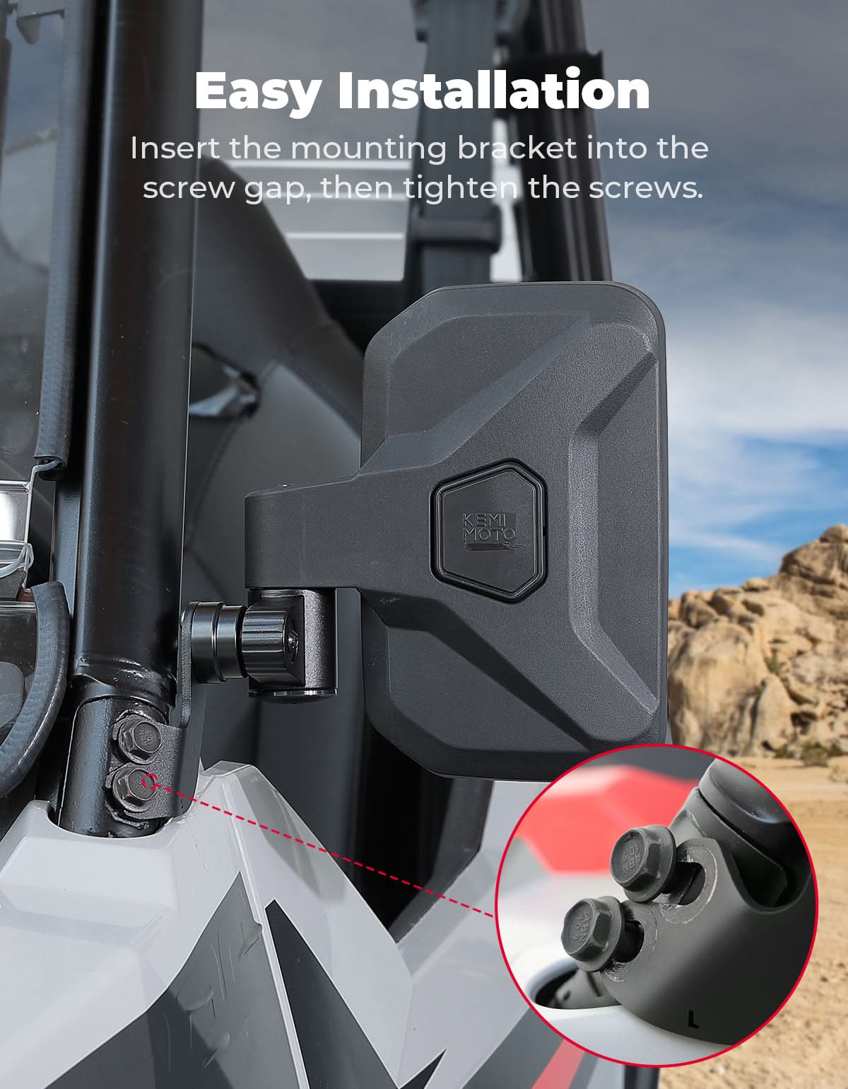 Side Mirrors with Spring Back Feature for Polaris General 1000 / XP 1000 / 4 1000 (2016–2026) - Image 6